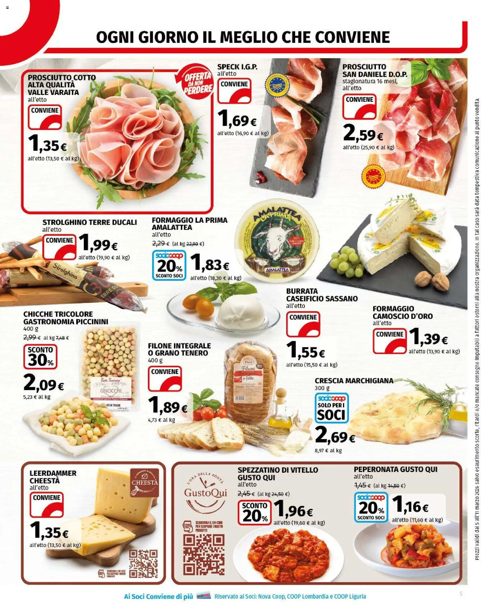 Volantino COOP del 05.03.2026 | Pagina: 5 | Prodotti: Speck, Formaggio, Prosciutto, Vitello