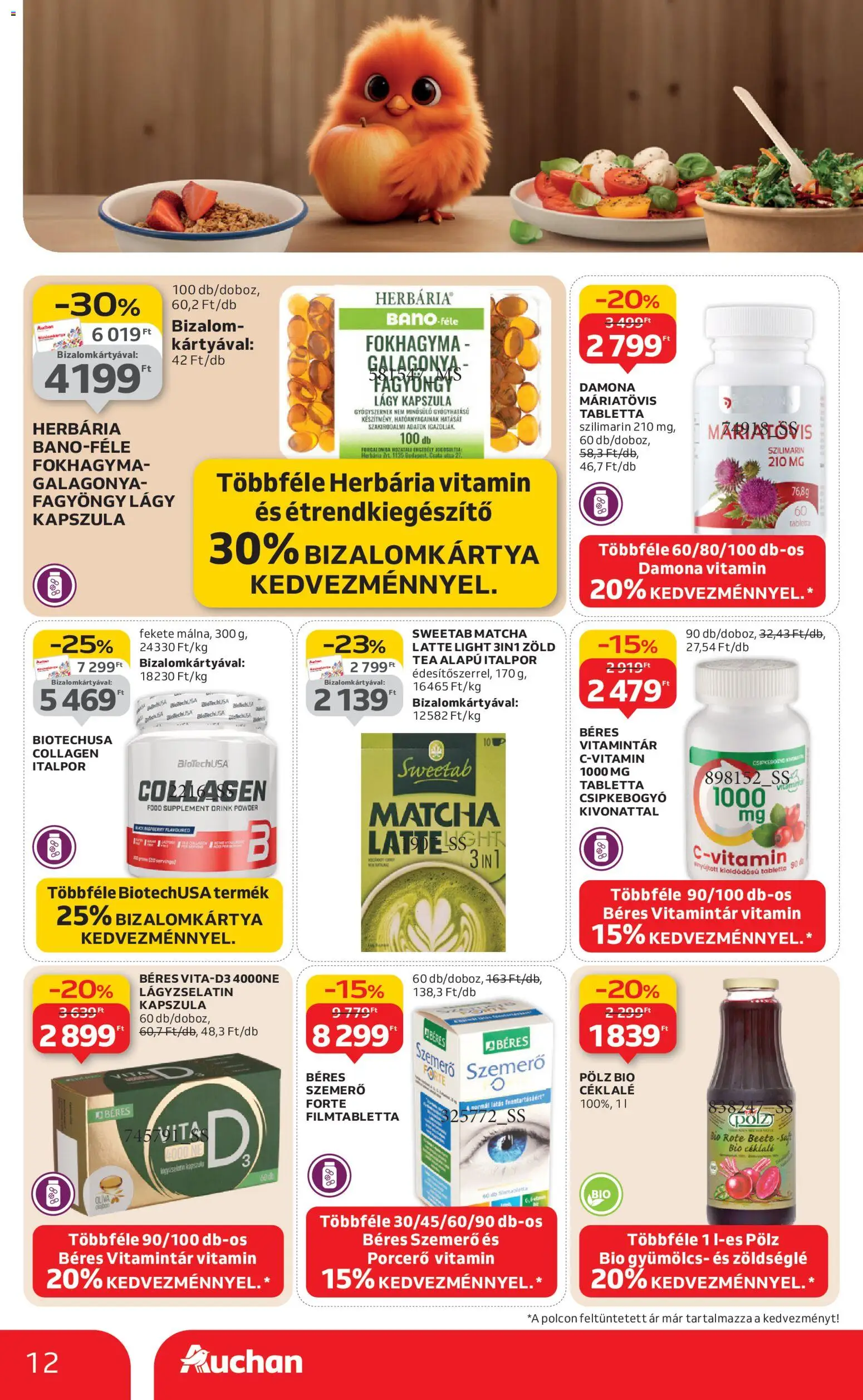 Auchan akciós ujság - amely érvényes a következő dátumtól: 02.01.2026 | Oldal: 12 | Termékek: Fokhagyma, Gyümölcs, Tea, Italpor