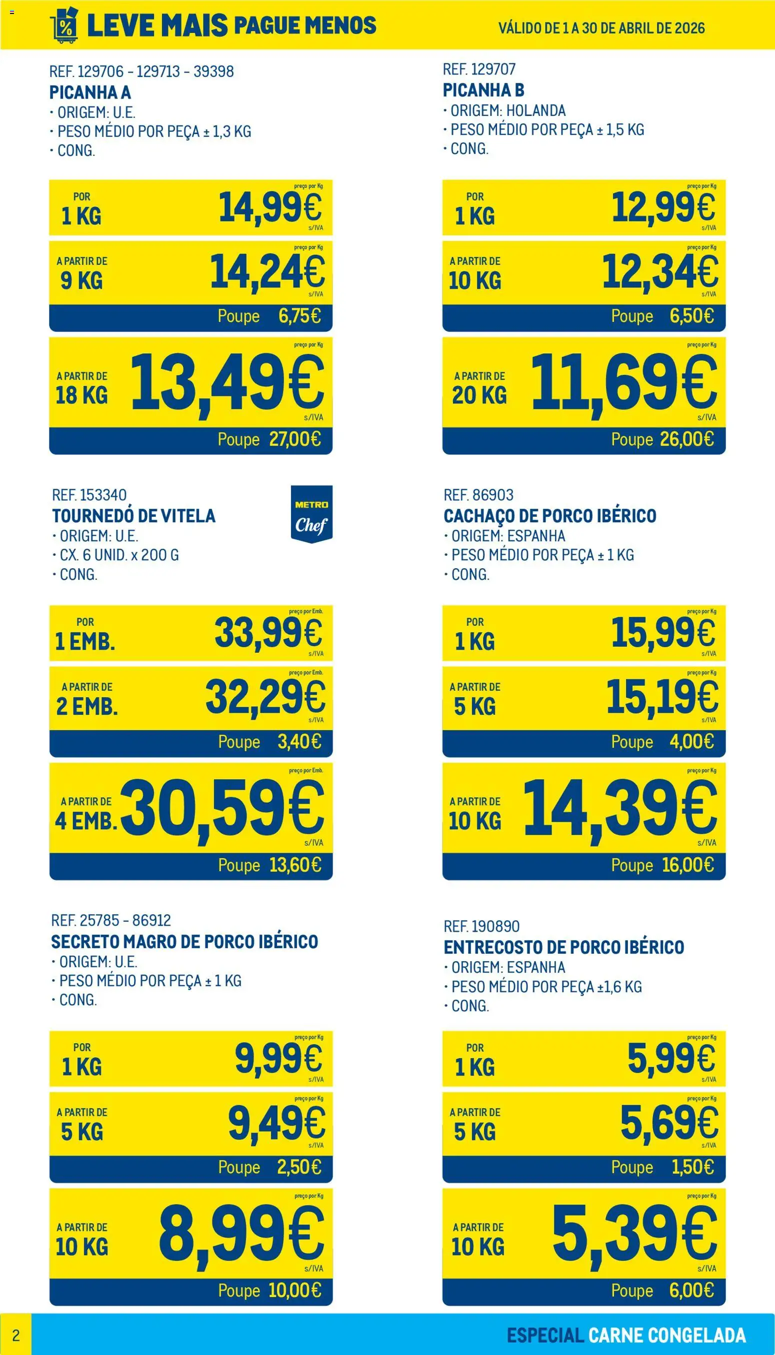 Makro Leve Mais Pague Menos - Carne Congelada │ válido de 01.04.2026 | Página: 2 | Produtos: Vitela