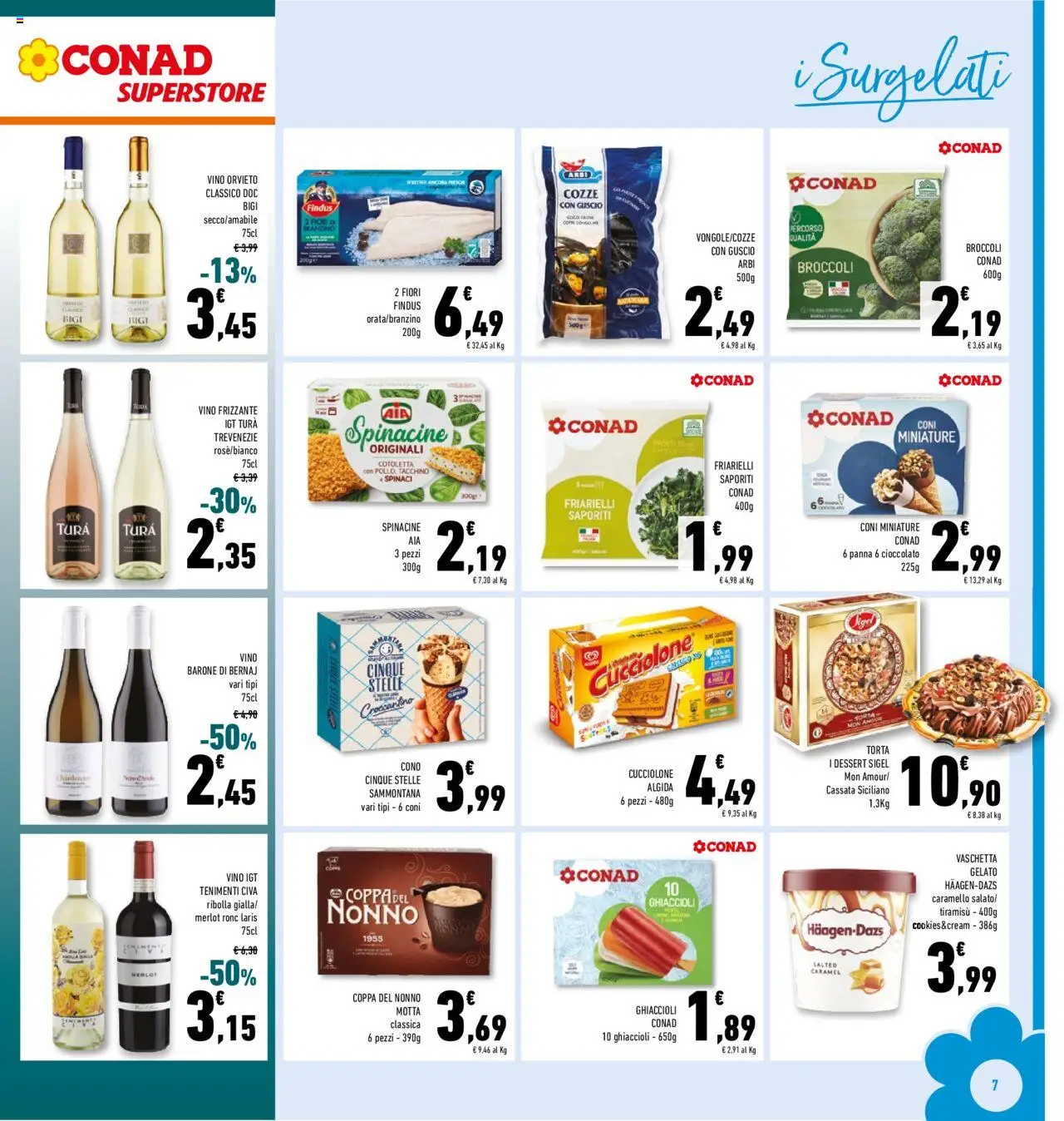 Volantino Conad del 27.08.2025 | Pagina: 7 | Prodotti: Tacchino, Vino, Broccoli, Torta