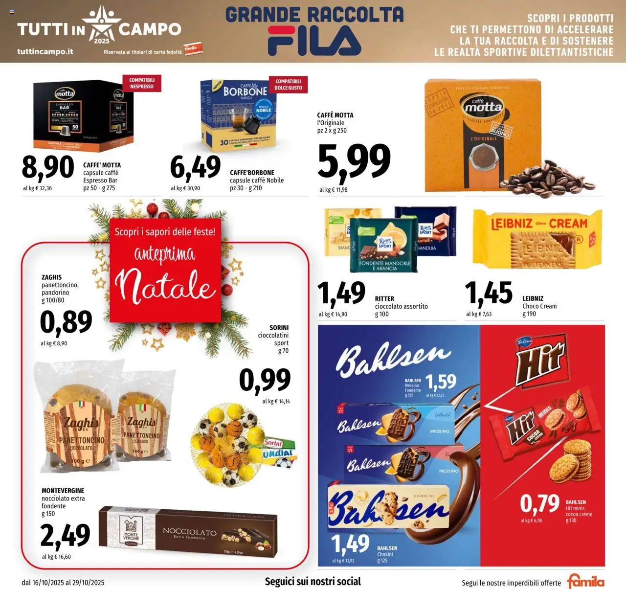 Volantino Famila del 16.10.2025 | Pagina: 17 | Prodotti: Cioccolato, Mandorle, Arancia, Cioccolatini
