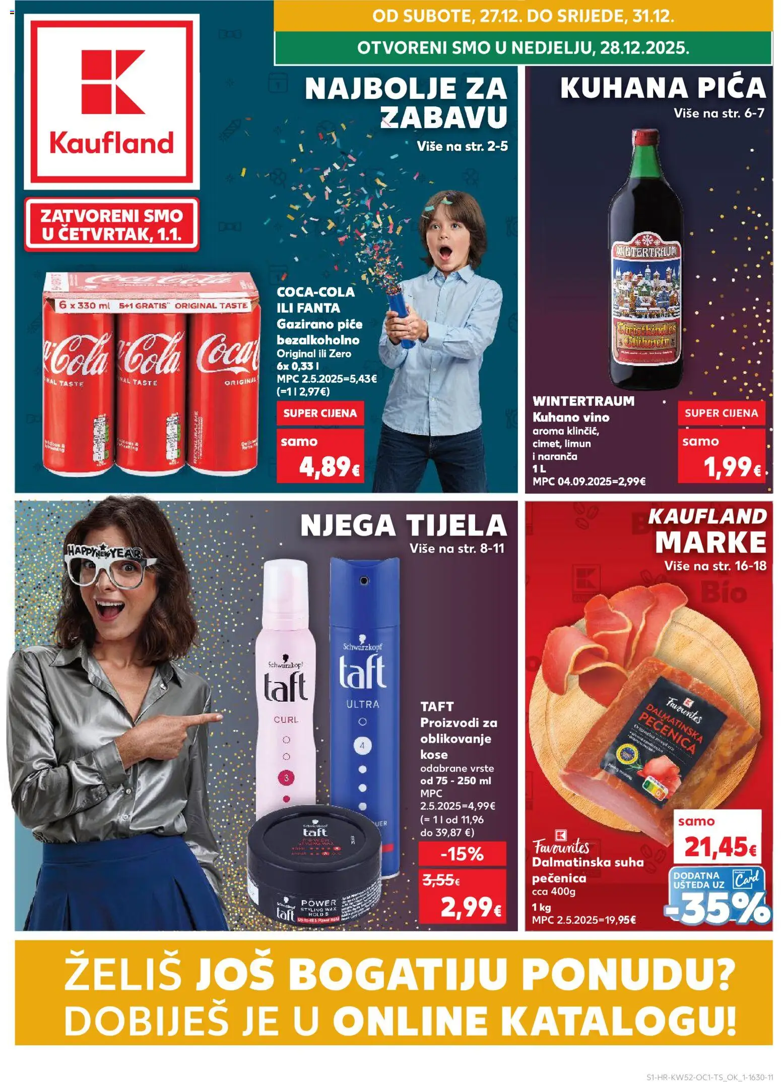 Kaufland HR akciós ujság - amely érvényes a következő dátumtól: 27.12.2025 | Oldal: 1 | Termékek: Fanta, Cola