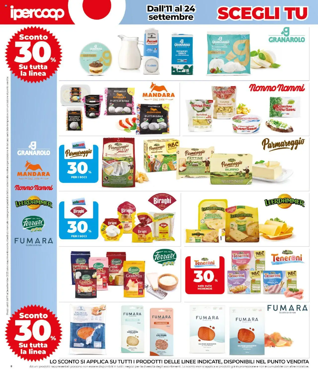 Volantino Ipercoop del 11.09.2025 | Pagina: 8 | Prodotti: Merluzzo, Tacchino, Burro, Spinaci