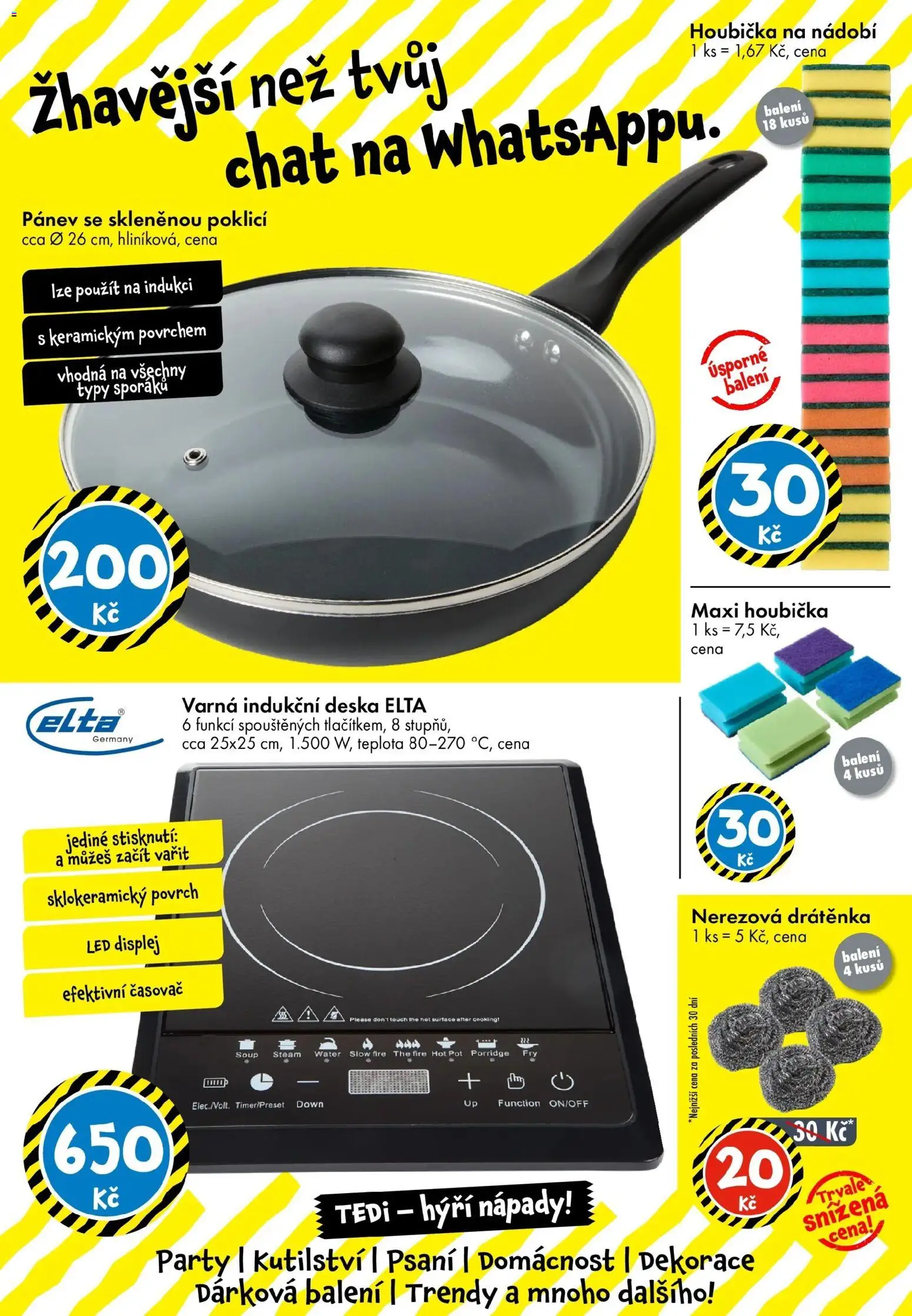 TEDi leták - Praha, Ostrava, Plzeň od 13.02.2026 | Strana: 18 | Produkty: Houbička, Pánev, Nádobí, LED