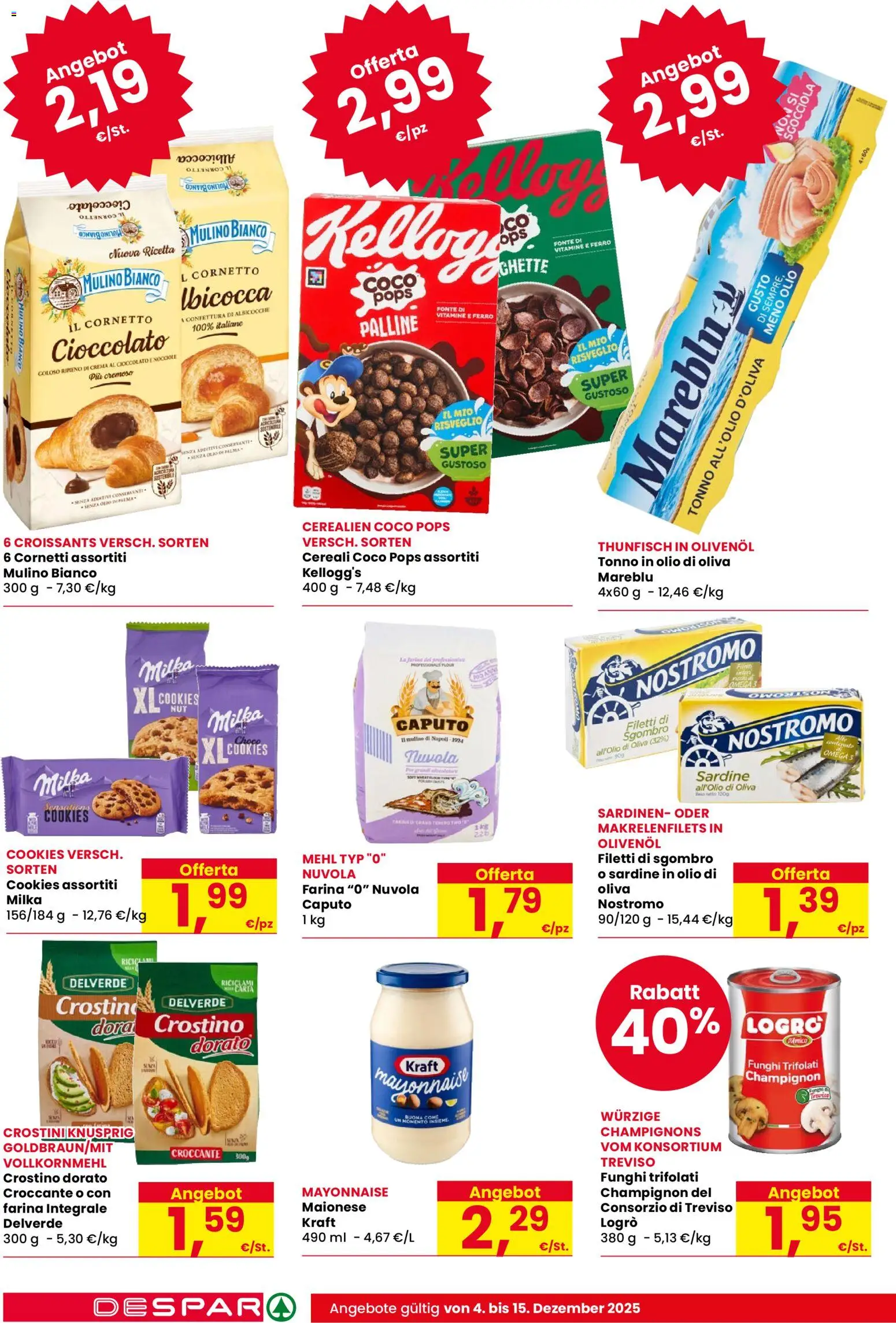 Volantino Despar del 04.12.2025 | Pagina: 14 | Prodotti: Crema, Cioccolato, Cereali, Olio
