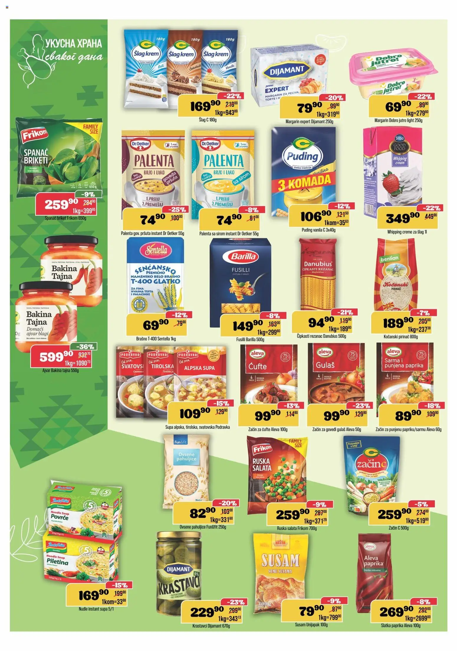 Europrom katalog - važi od 11.03.2026 | Strana: 6 | Proizvode: Spanać, Puding, Salata, Pečena paprika