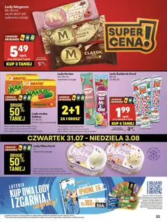 Delikatesy Centrum Gazetka od 31.07.2025 | Strona: 32 | Produkty: Mak, Delikatesy, Lody Magnum, Lody
