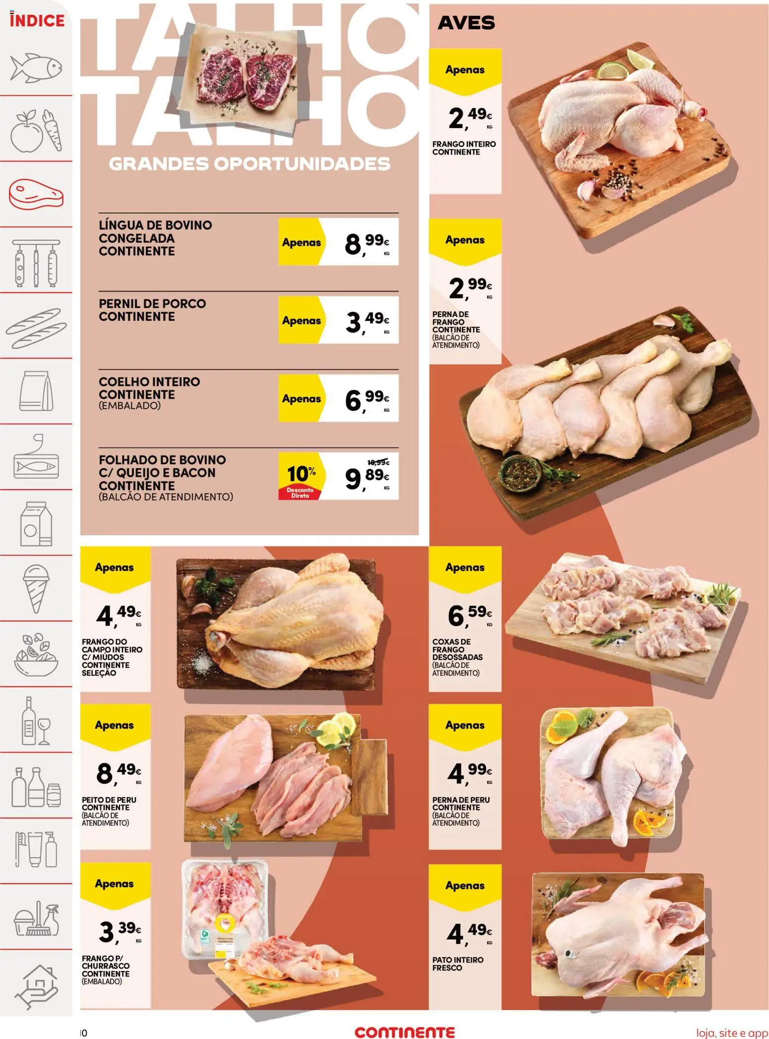 Continente Semanal Continente Bom Dia │ válido de 24.03.2026 | Página: 10 | Produtos: Frango, Peru, Queijo, Coelho