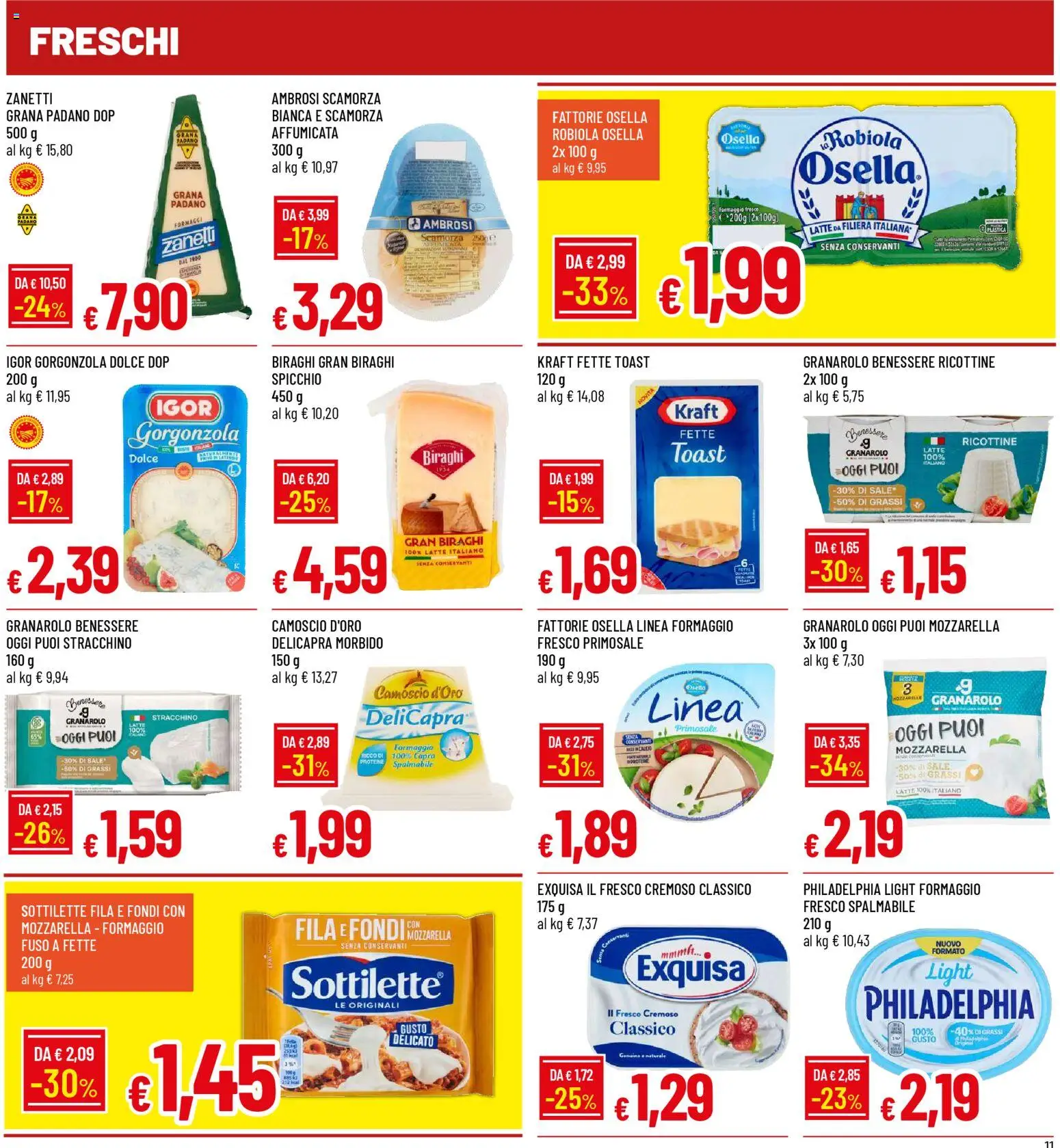 Volantino Famila del 09.04.2026 | Pagina: 11 | Prodotti: Sale, Mozzarella, Stracchino, Gorgonzola