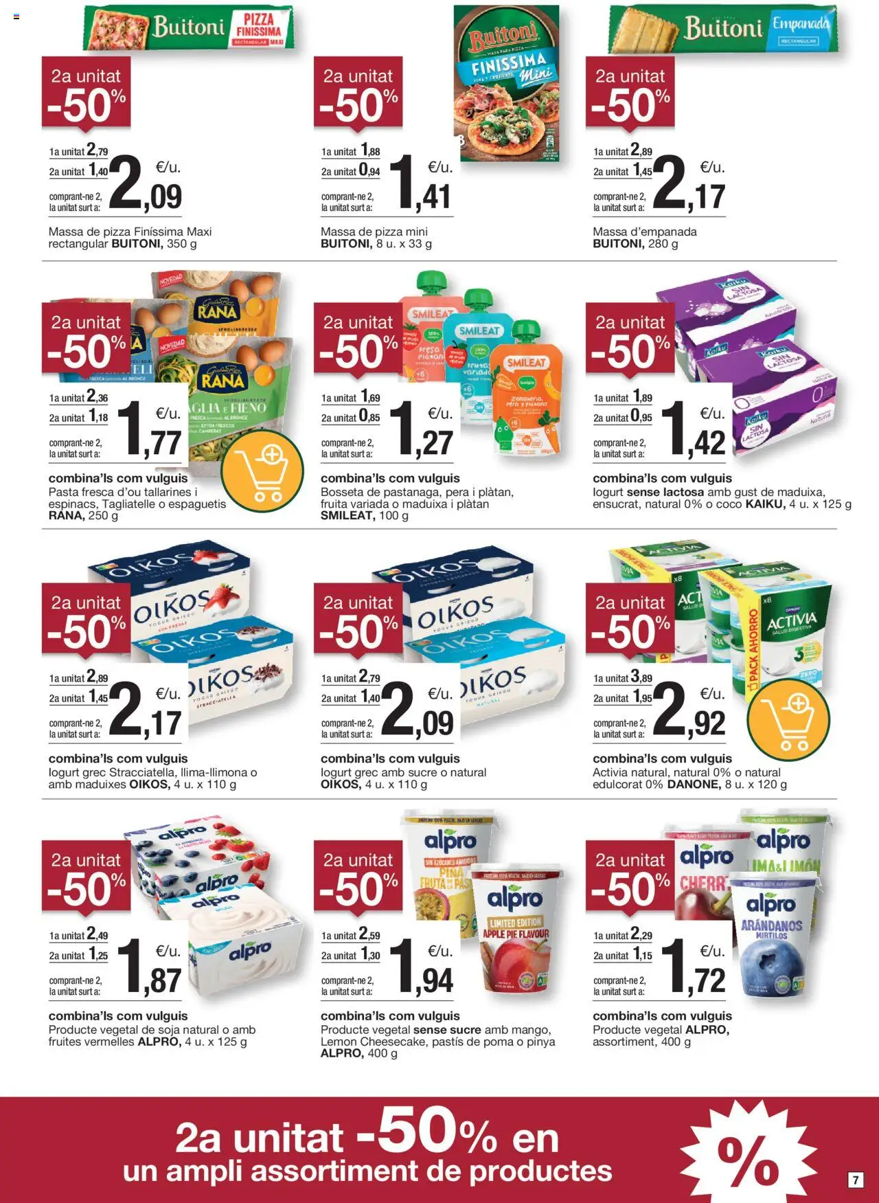 Bonpreu folleto │ válido desde el 01.07.2025 | Página: 7 | Productos: Yogur, Pizza, Piña, Pasta