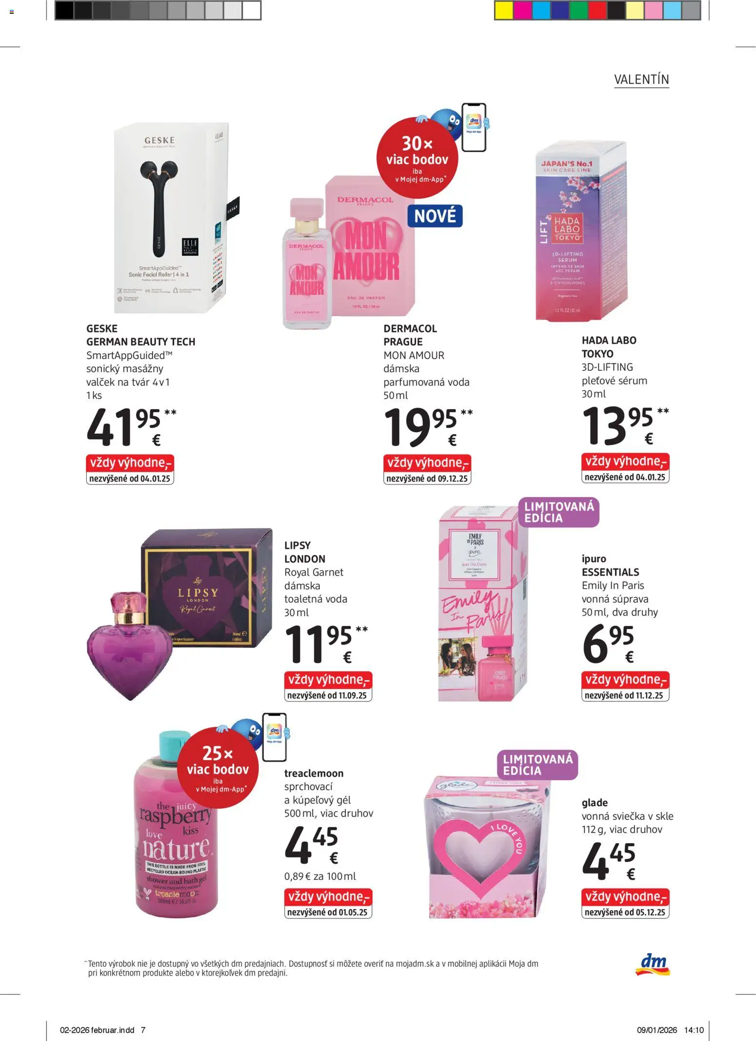 Nové dm drogerie akcie – leták je platný od 01.02.2026 | Strana: 7 | Produkty: Toaletná voda, Voda