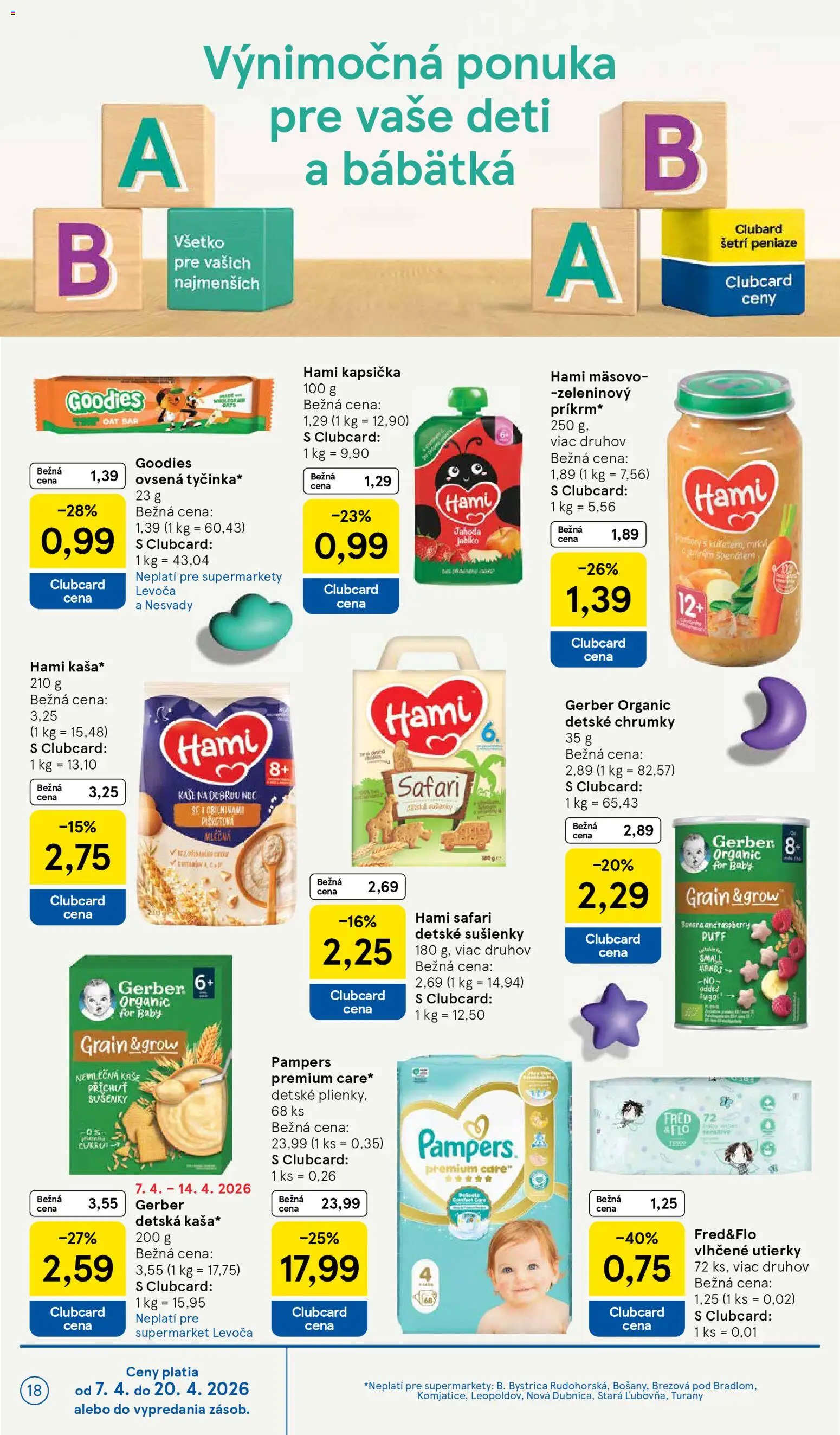Nové Tesco akcie – leták je platný od 08.04.2026 | Strana: 18 | Produkty: Pampers