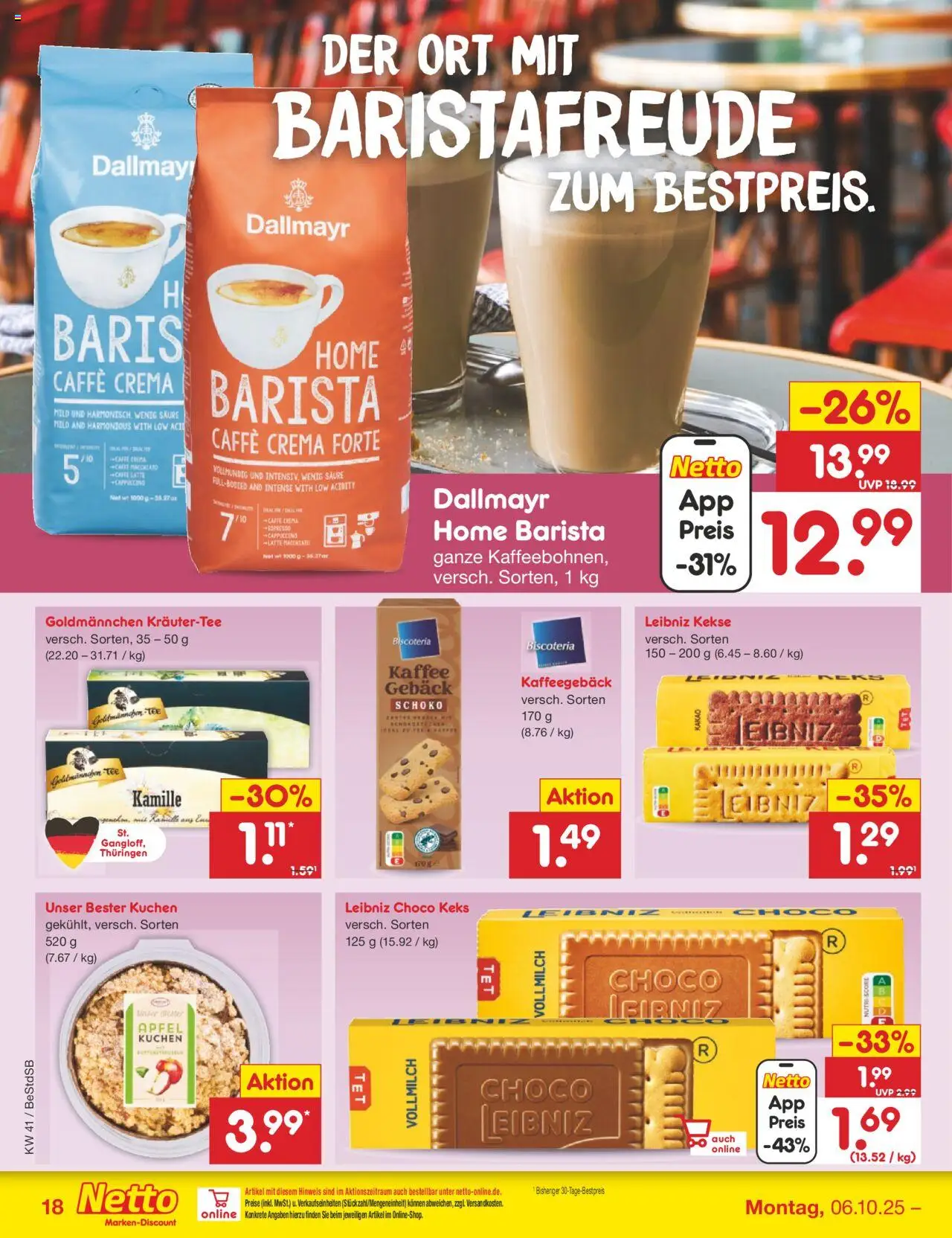 Netto Marken-Discount Prospekt 	 – gültig ab 06.10.2025 | Seite: 20 | Produkte: Äpfel, Dallmayr, Kuchen, Kekse