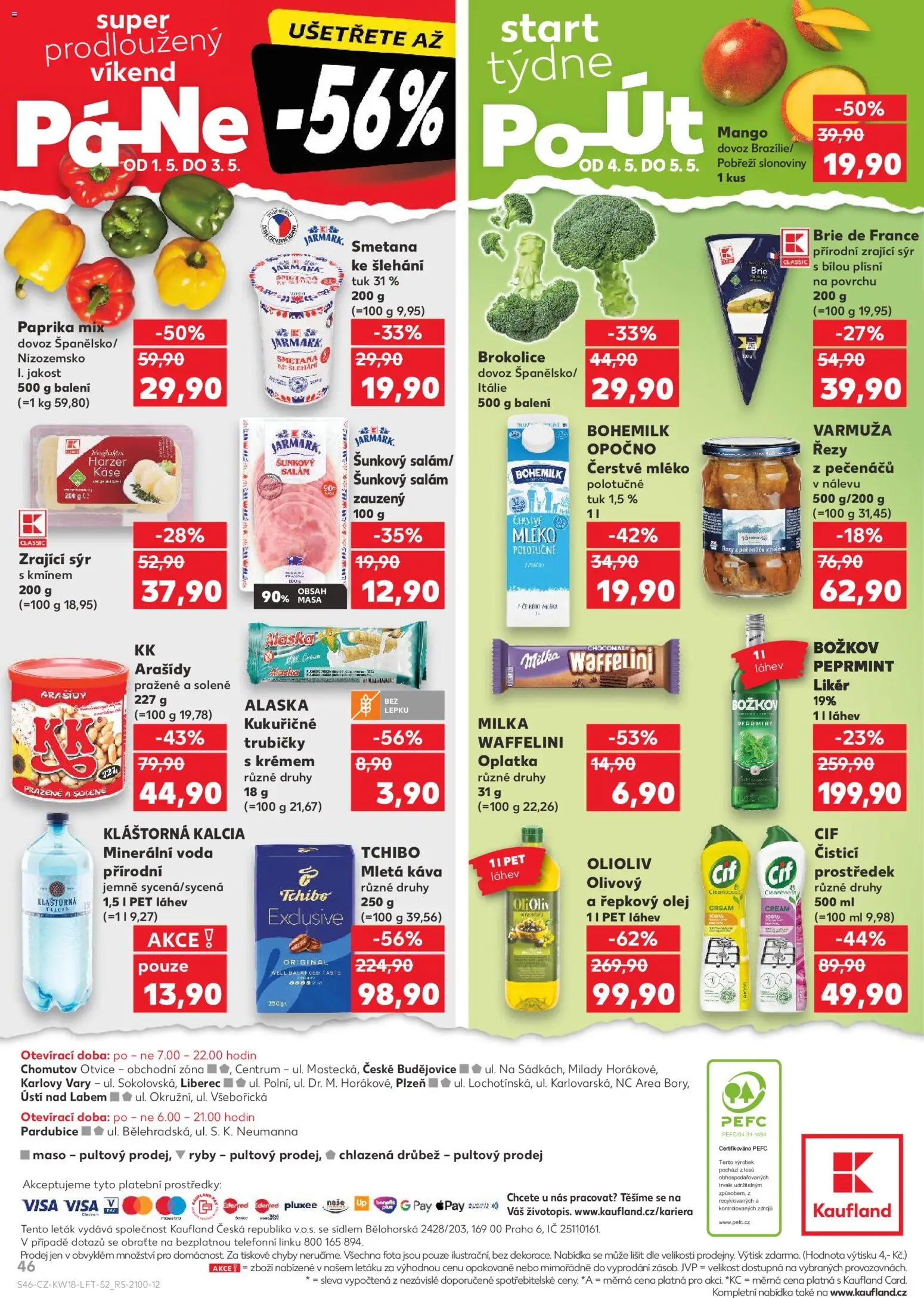 Kaufland leták - Liberec od 29.04.2026 | Strana: 46 | Produkty: Mléko polotučné, Káva, Milka, Láhev