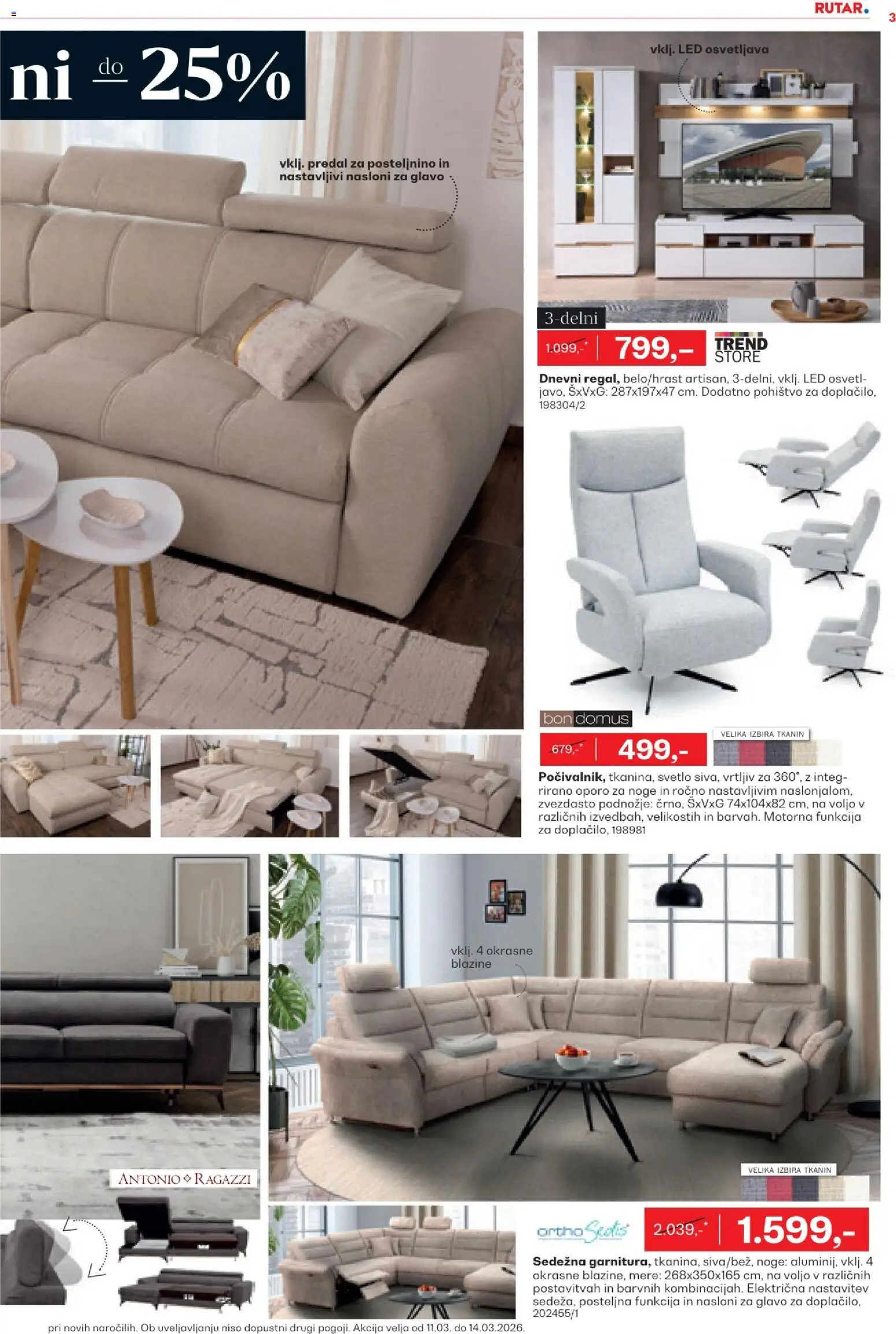 Novi Rutar katalog ponudbe – veljaven od 10.03.2026 | Stran: 3 | Izdelki: Pohištvo