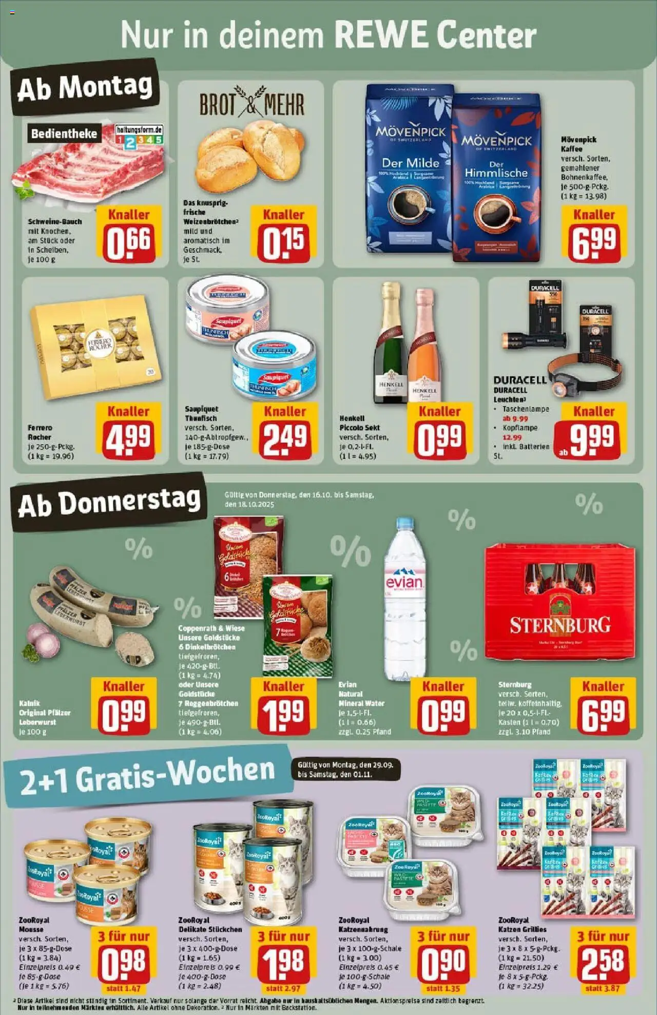 Rewe prospekt Weimar / Schöndorf	 – gültig ab 13.10.2025 | Seite: 3 | Produkte: Ferrero rocher, Thunfisch, Schweinebauch, Brot