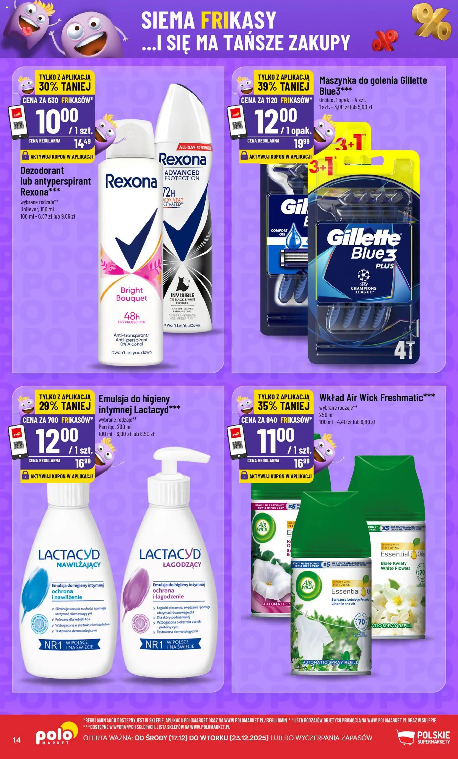 POLOmarket Gazetka - Frikasowe Hity od 27.12.2025 | Strona: 14 | Produkty: Gillette, Maszynka do golenia, Dezodorant, Kwiaty