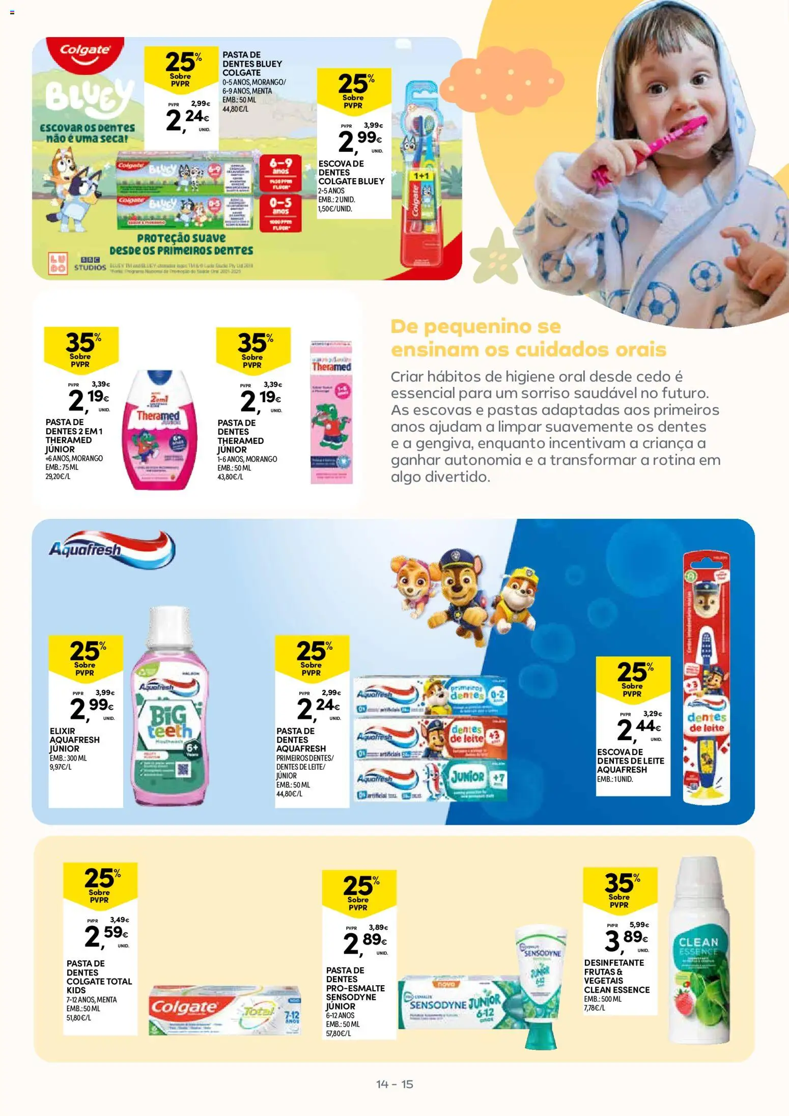 Continente - Açores: Bebé │ válido de 20.01.2026 | Página: 15 | Produtos: Escovar, Pasta de dentes, Escova de dentes, Leite