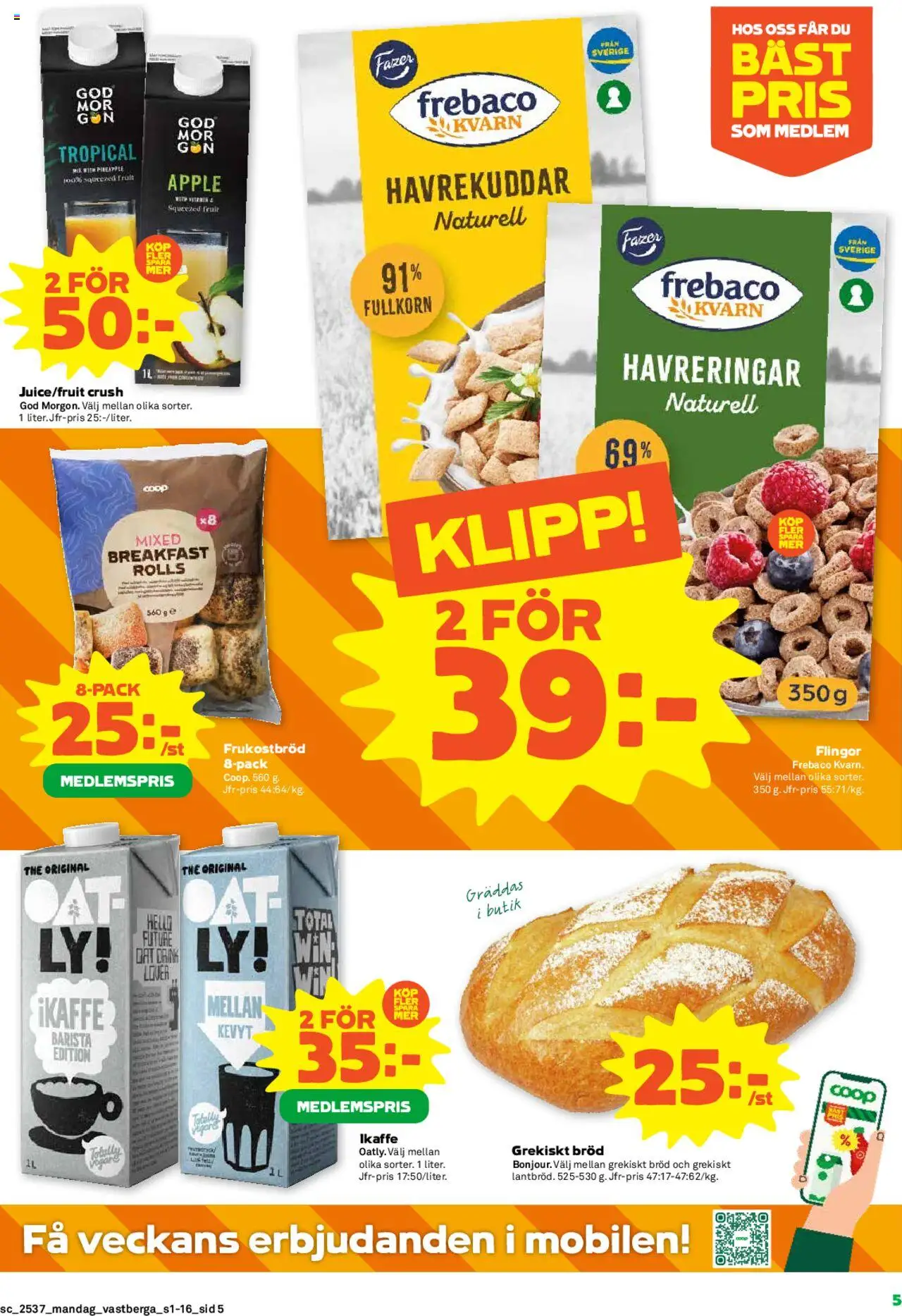 Coop Forum reklamblad aktuell från 08.09.2025 | Sida: 5 | Produkter: Kvarn, Bröd, Äpple, Flingor