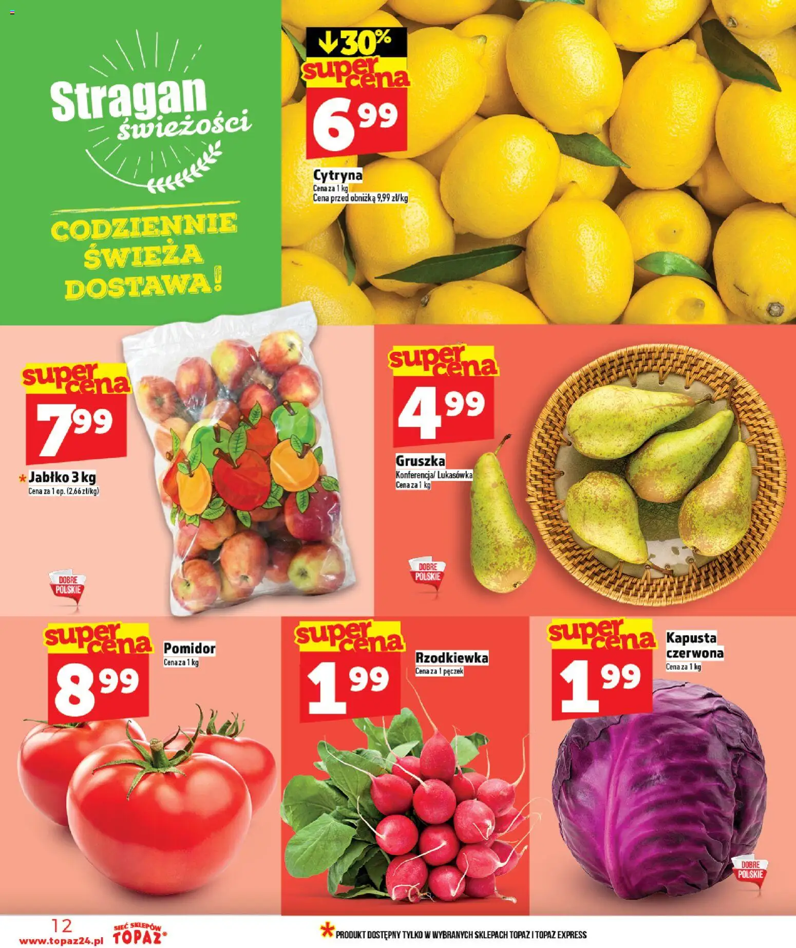 Topaz Gazetka - Ceny małe na stałe od 19.02.2026 | Strona: 12 | Produkty: Cytryna, Kapusta, Gruszka