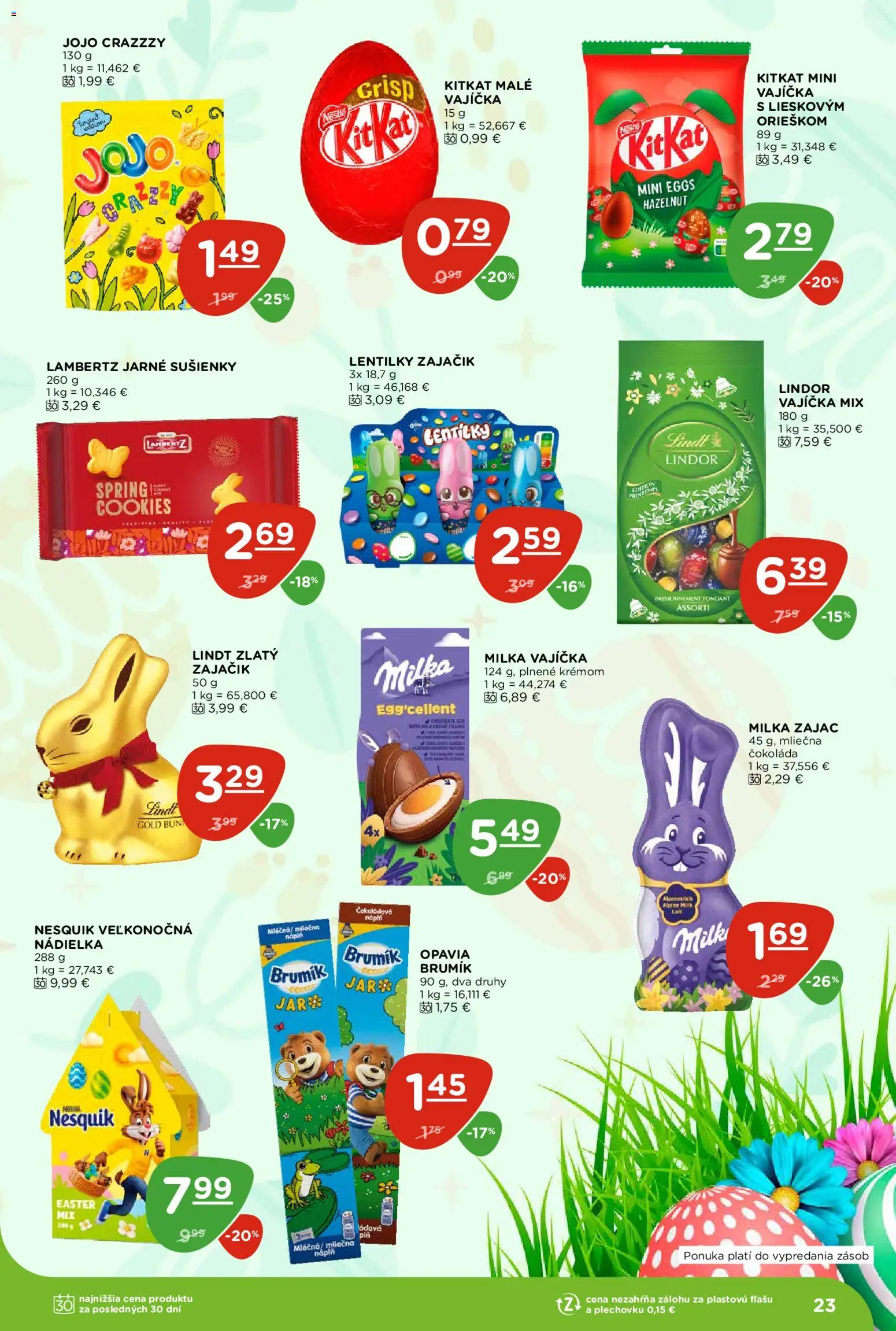 Nové Terno akcie – leták je platný od 19.03.2026 | Strana: 23 | Produkty: Lindor, Lindt, Čokoláda, Nesquik