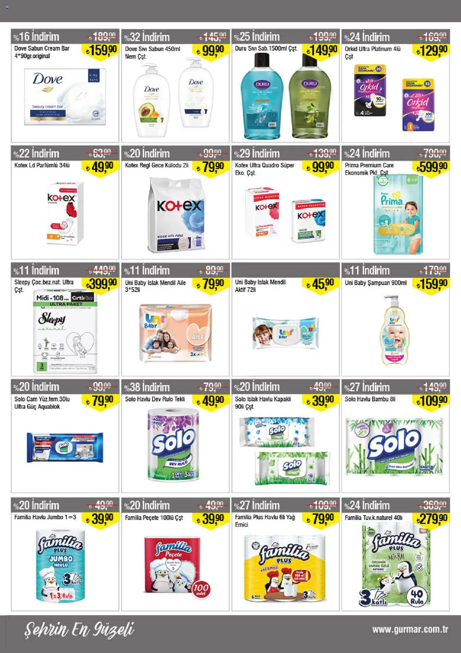 Gürmar Katalog - 01.03.2026 tarihinden itibaren geçerlidir | Sayfa: 13 | Ürünler: Mendil, Şampuan, Sabun, Yağ