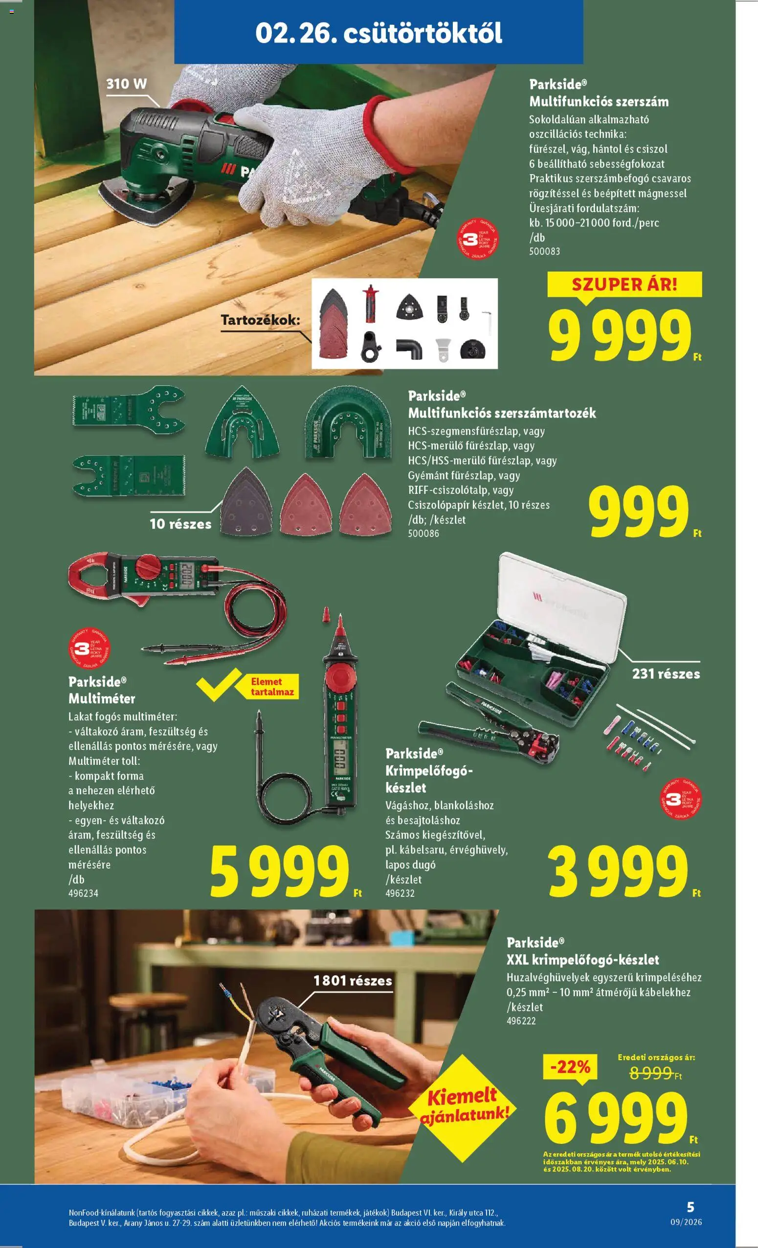 Lidl akciós ujság - amely érvényes a következő dátumtól: 26.02.2026 | Oldal: 5 | Termékek: Parkside, Csiszolópapír, Játékok