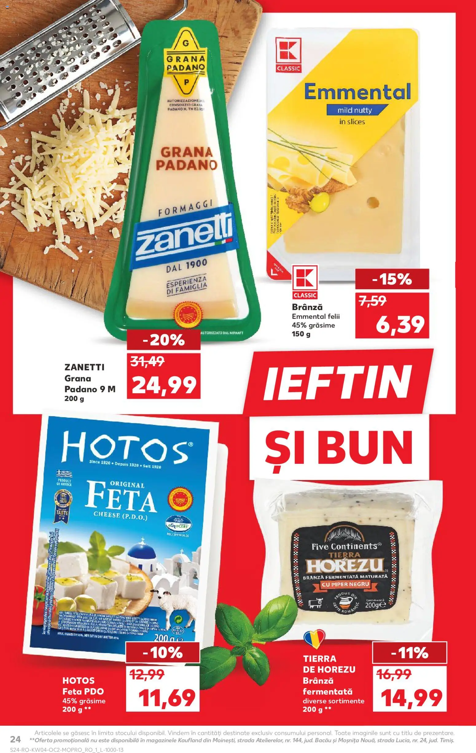 Kaufland RO akciós ujság - amely érvényes a következő dátumtól: 21.01.2026 | Oldal: 24 | Termékek: Gres, Grana padano