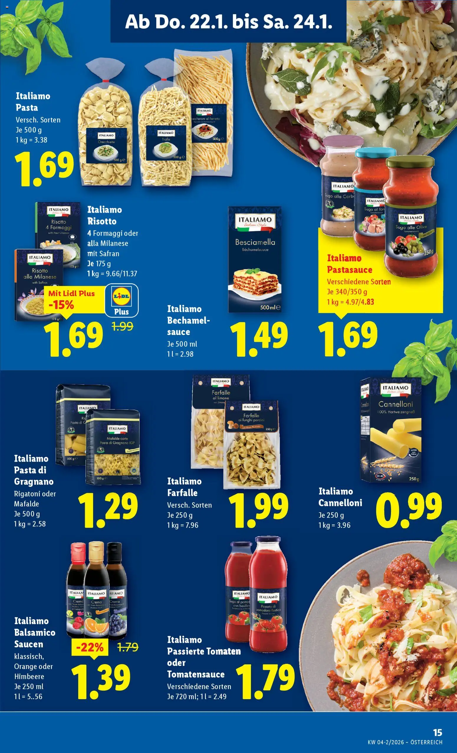 Lidl Flugblatt - Eisenstadt, Ebenfurth, Mattersburg gültig ab 22.01.2026 | Seite: 19 | Produkte: Pasta, Himbeere, Tomaten