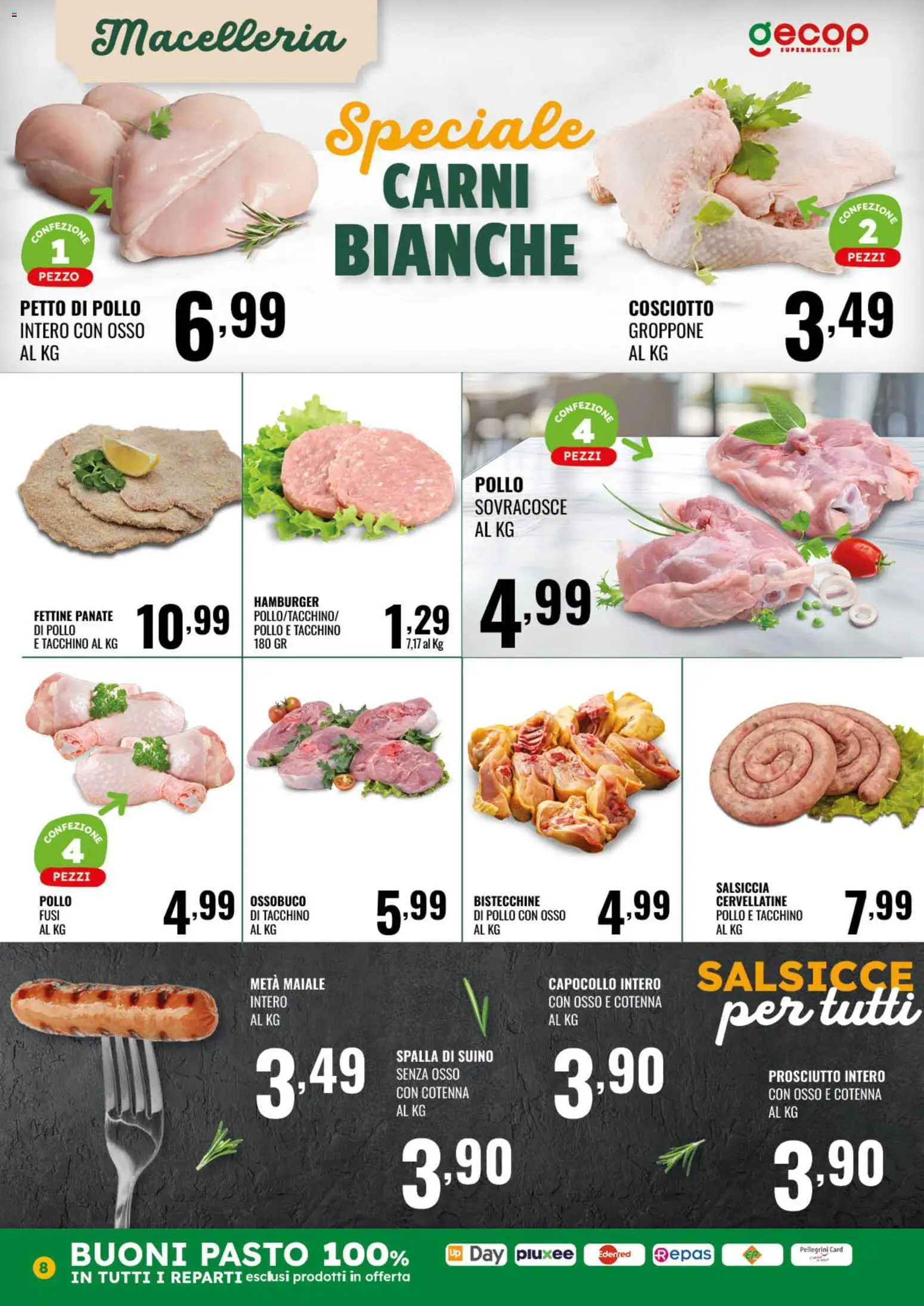 Volantino GECOP del 23.02.2026 | Pagina: 8 | Prodotti: Petto di Pollo, Maiale, Prosciutto, Hamburger