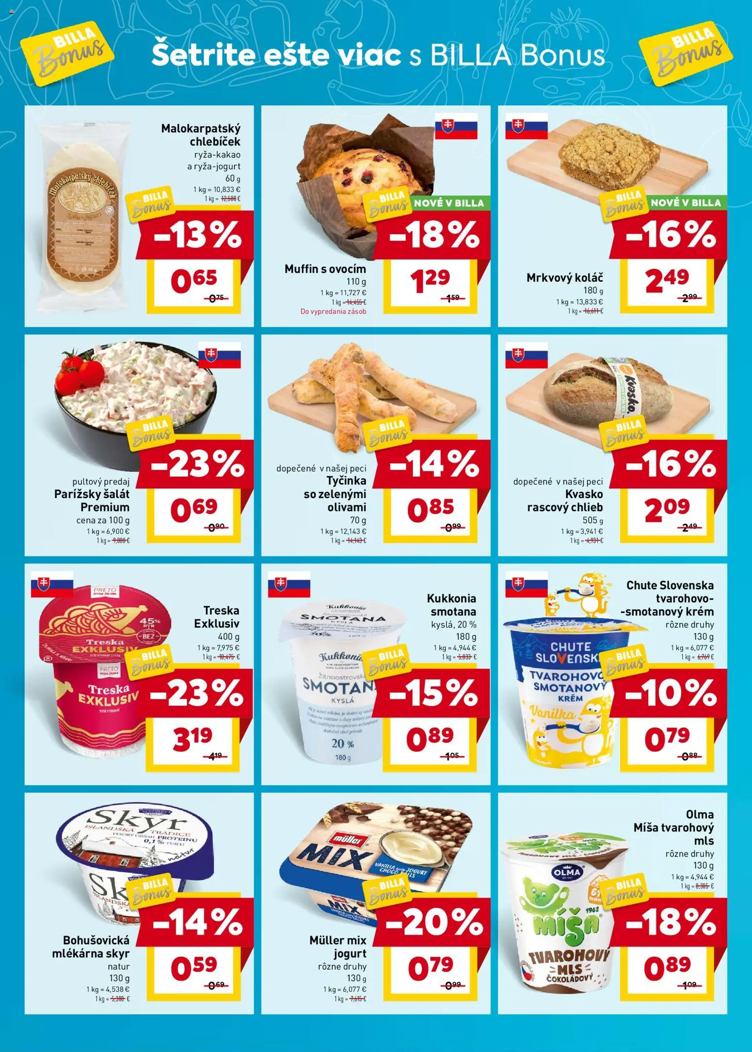 Nové Billa akcie – leták je platný od 26.11.2025 | Strana: 4 | Produkty: Chlieb, Smotana, Krém, Treska