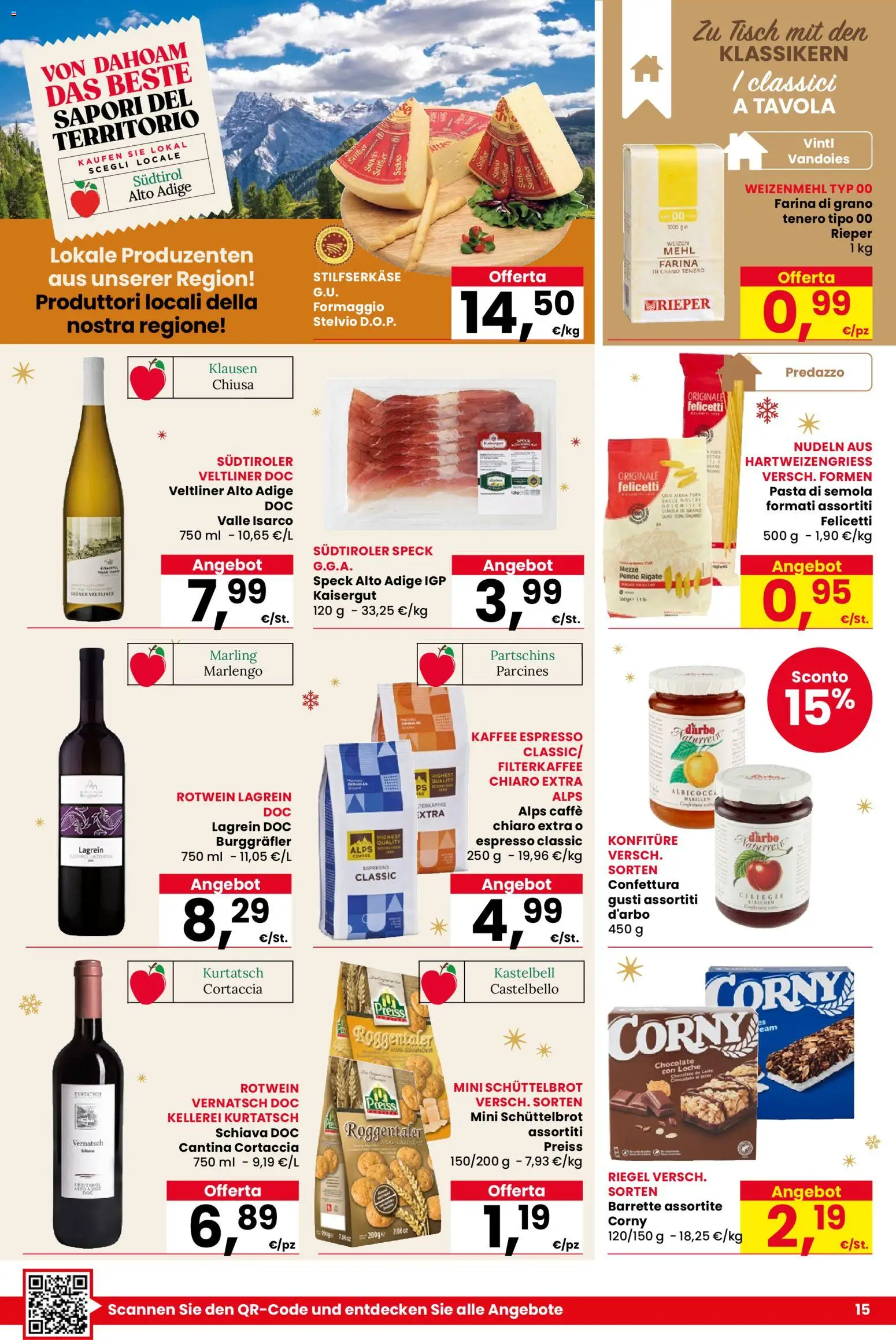 Volantino Despar del 18.12.2025 | Pagina: 15 | Prodotti: Caffè, Cioccolato, Formaggio, Pasta