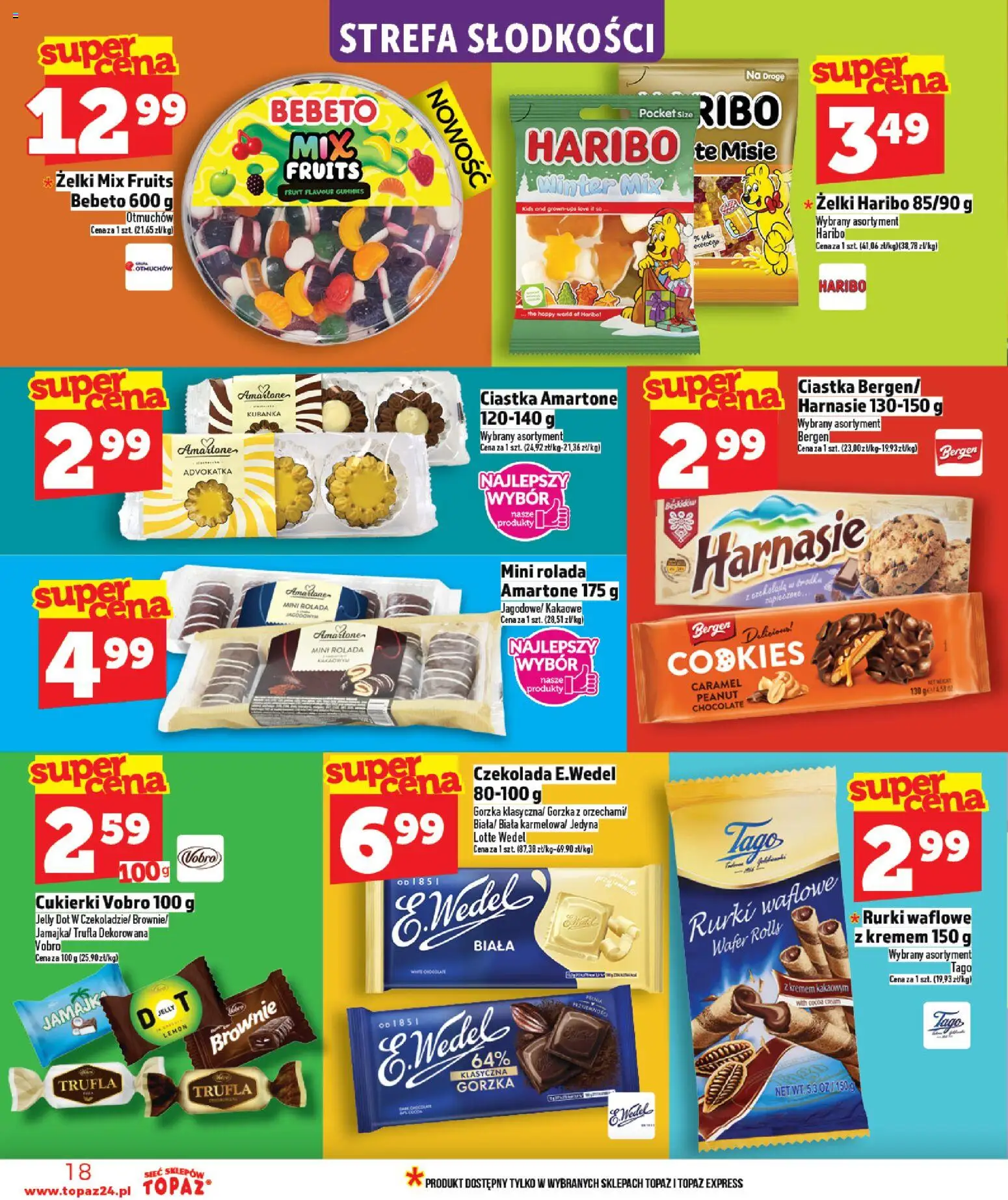 Topaz Gazetka MAZ od 19.02.2026 | Strona: 18 | Produkty: Rolada, Żelki, Ciastka, Rurki waflowe