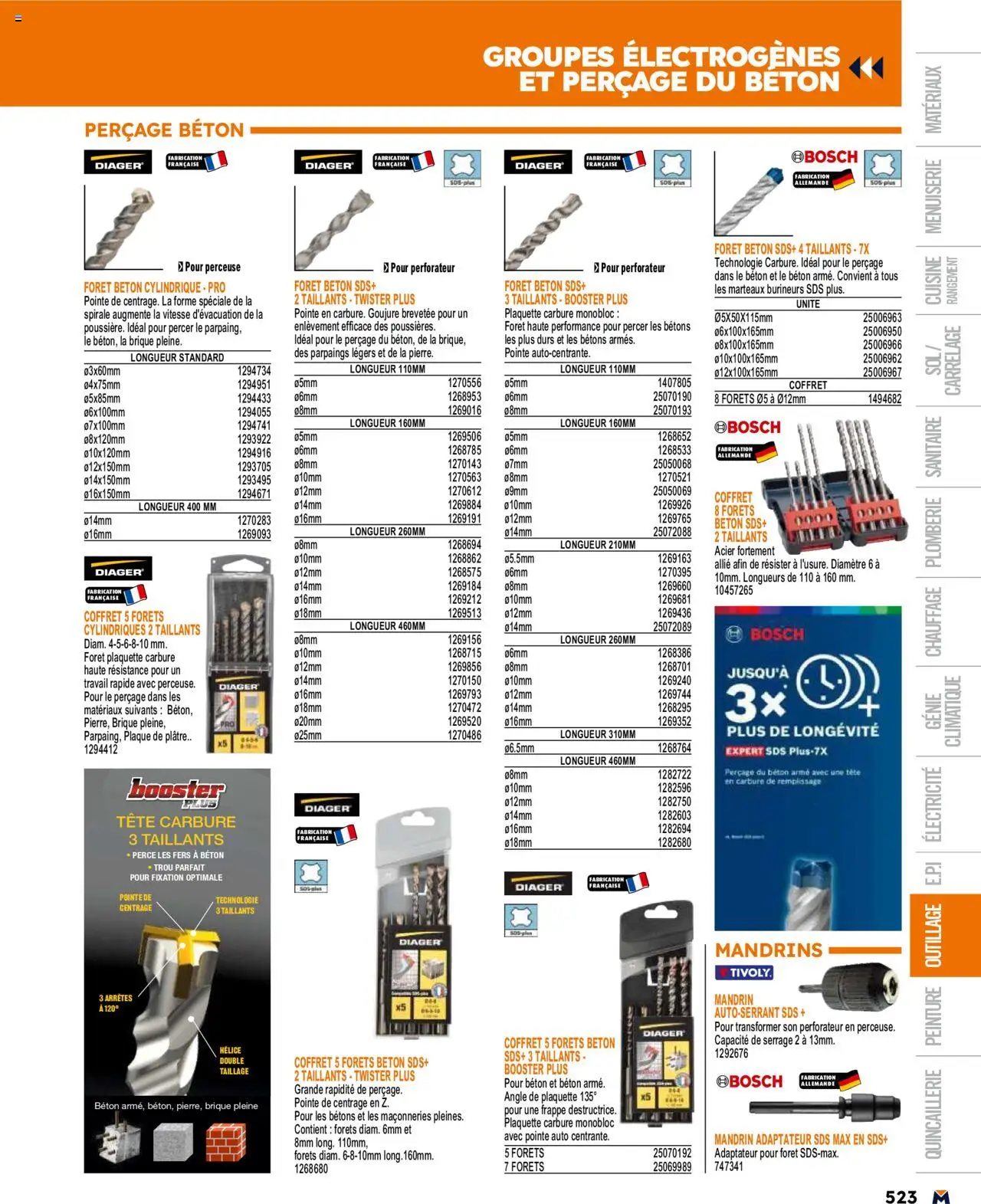  | Page: 523 | Produits: Perceuse, Adaptateur, Plâtre