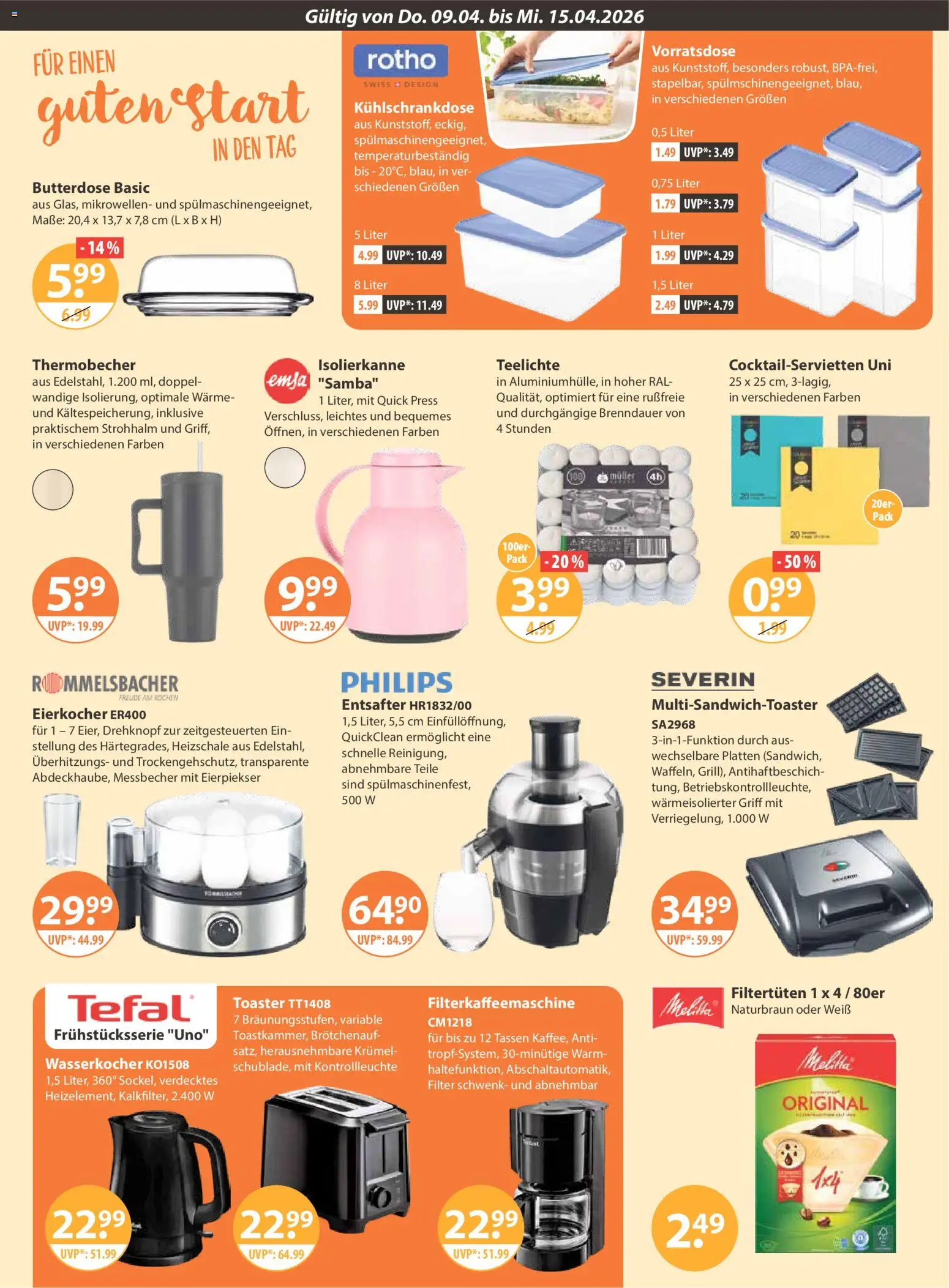 V-Markt Schwaben / Oberbayern – gültig ab 09.04.2026 | Seite: 17 | Produkte: Philips, Entsafter, Toaster, Eierkocher