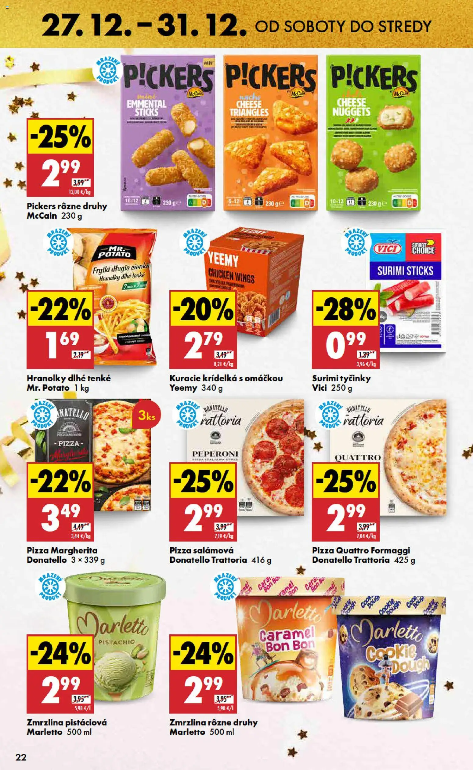 Nové Biedronka akcie – leták je platný od 27.12.2025 | Strana: 22 | Produkty: Pizza, Zmrzlina