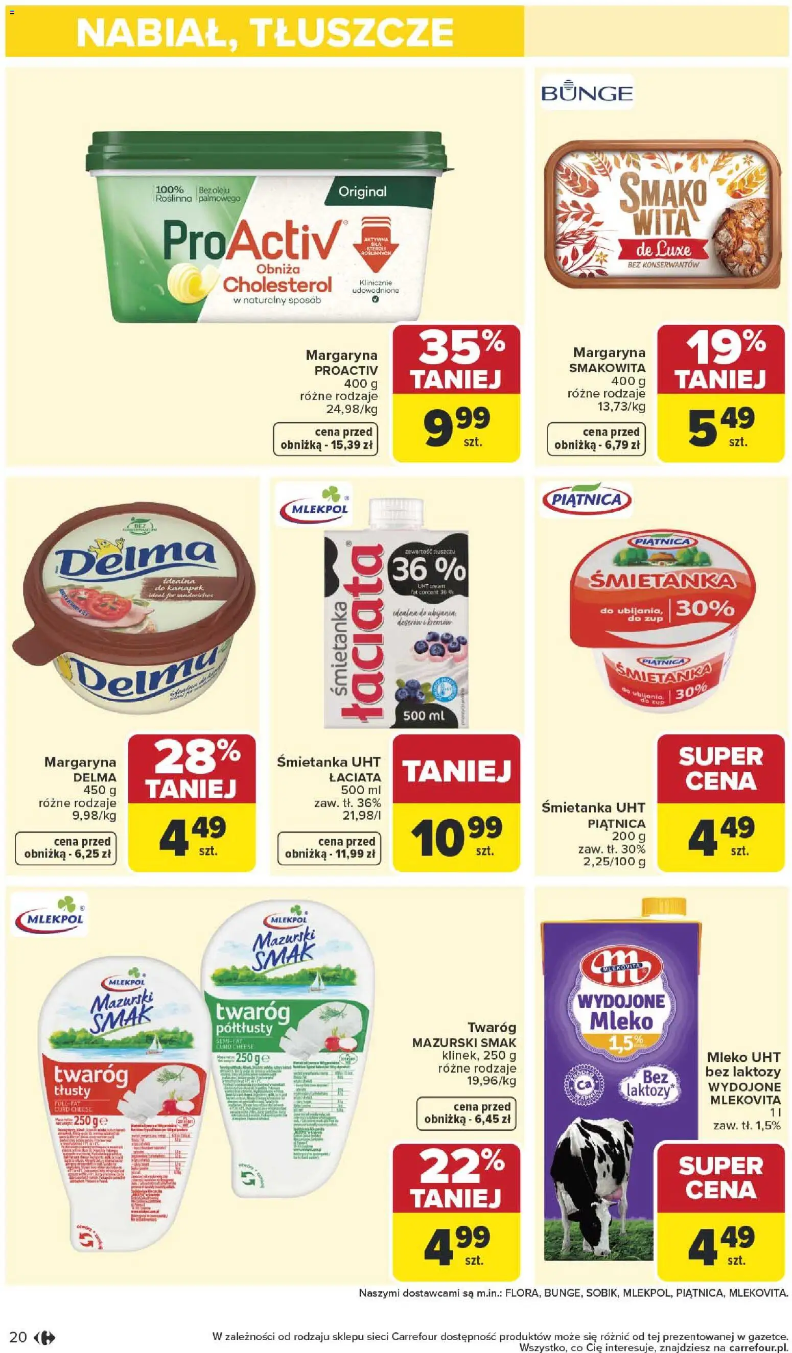 Carrefour gazetka od 27.04.2026 | Strona: 22 | Produkty: Twaróg półtłusty, Bez laktozy, Margaryna, Mleko