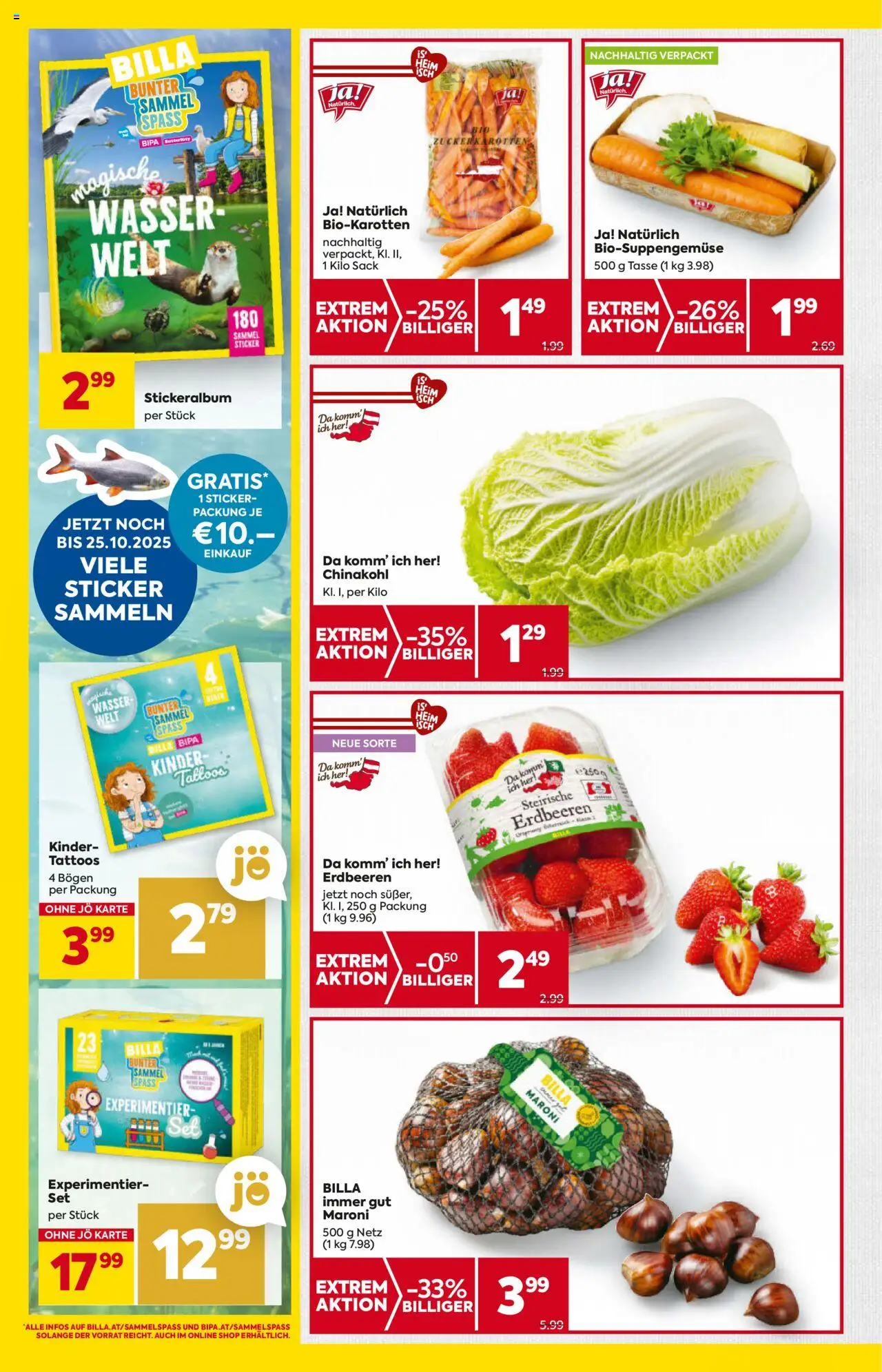 Billa Flugblatt - Salzburg gültig ab 16.10.2025 | Seite: 10 | Produkte: Erdbeeren, Wasser, Chinakohl