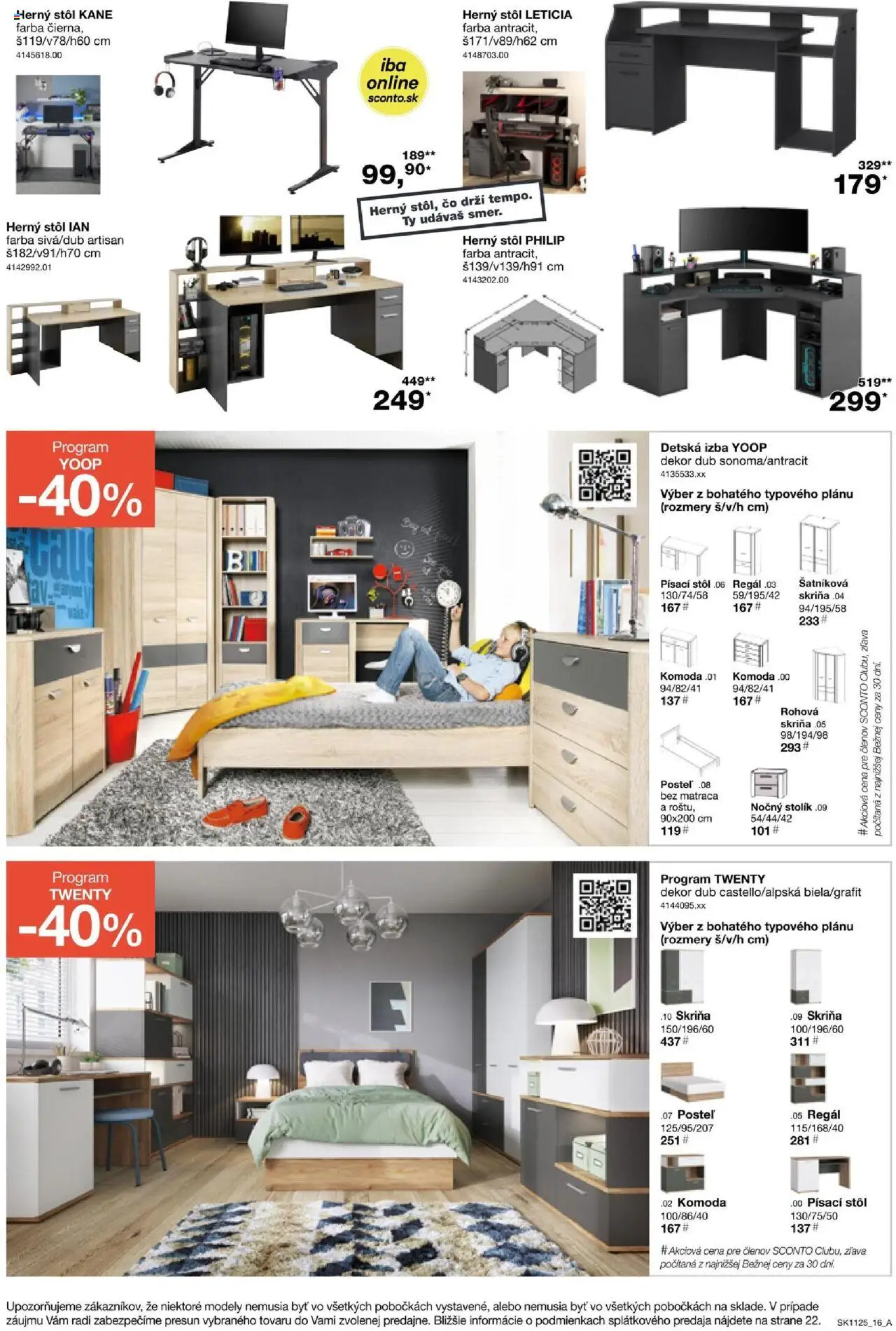 Sconto nábytok leták │ platný od 27.08.2025 | Strana: 16 | Produkty: Posteľ, Regál, Skriňa, Detská izba