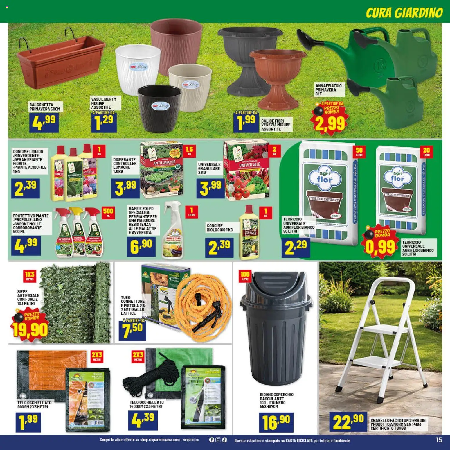 Volantino RisparmioCasa del 23.04.2026 | Pagina: 15 | Prodotti: Calice, Concime, Sgabello, Vaso