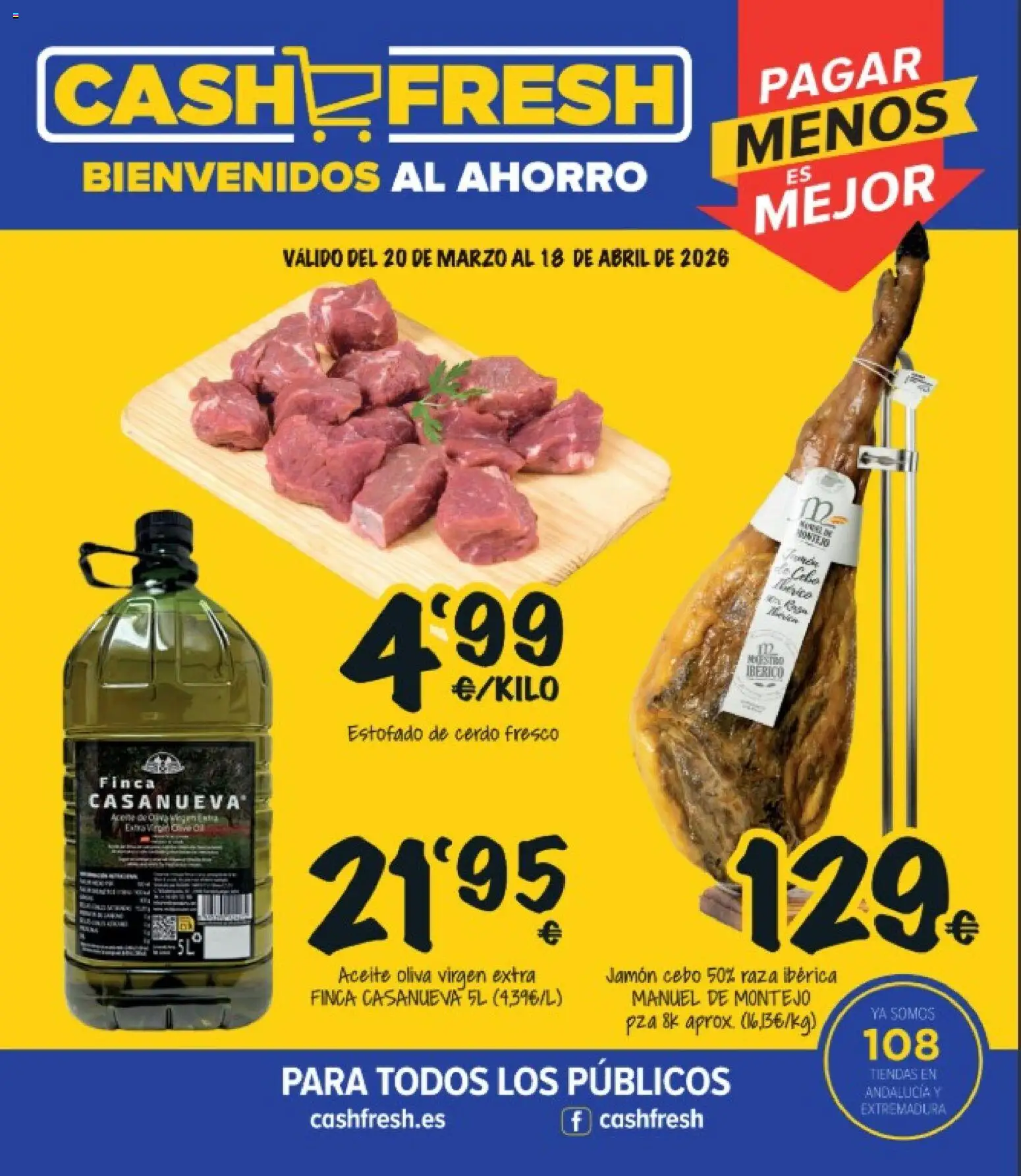 Cash Fresh folleto │ válido desde el 20.03.2026 | Página: 1 | Productos: Aceite, Jamón, Cerdo