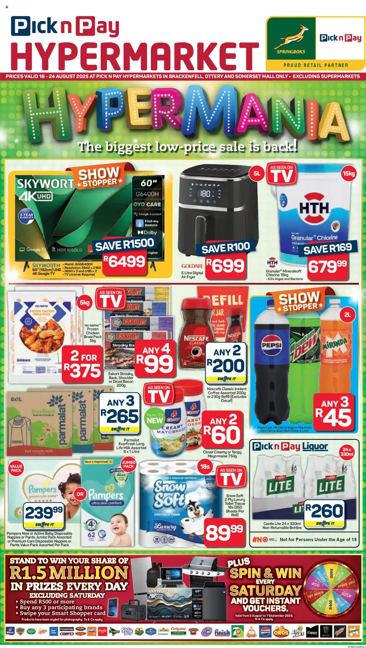 Pick n Pay Western Cape - Hypermarket Specials │ valid from 18.08.2025 | Page: 1 | Products: Remote, Mayonnaise, Nappies, Bacon