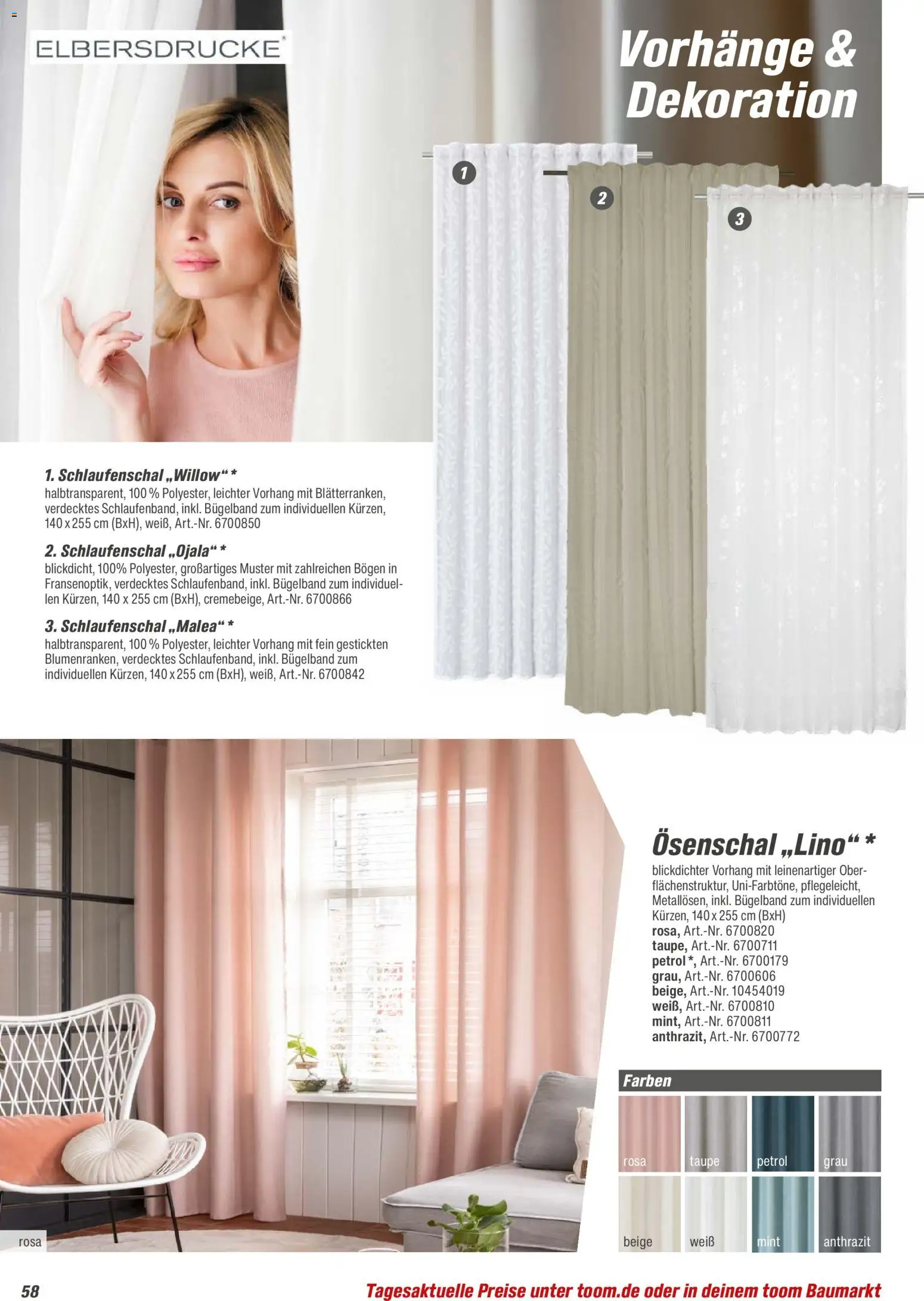 Toom Baumarkt  Wohnen & Haushalt 2026 – gültig ab 01.01.2026 | Seite: 58 | Produkte: Vorhang