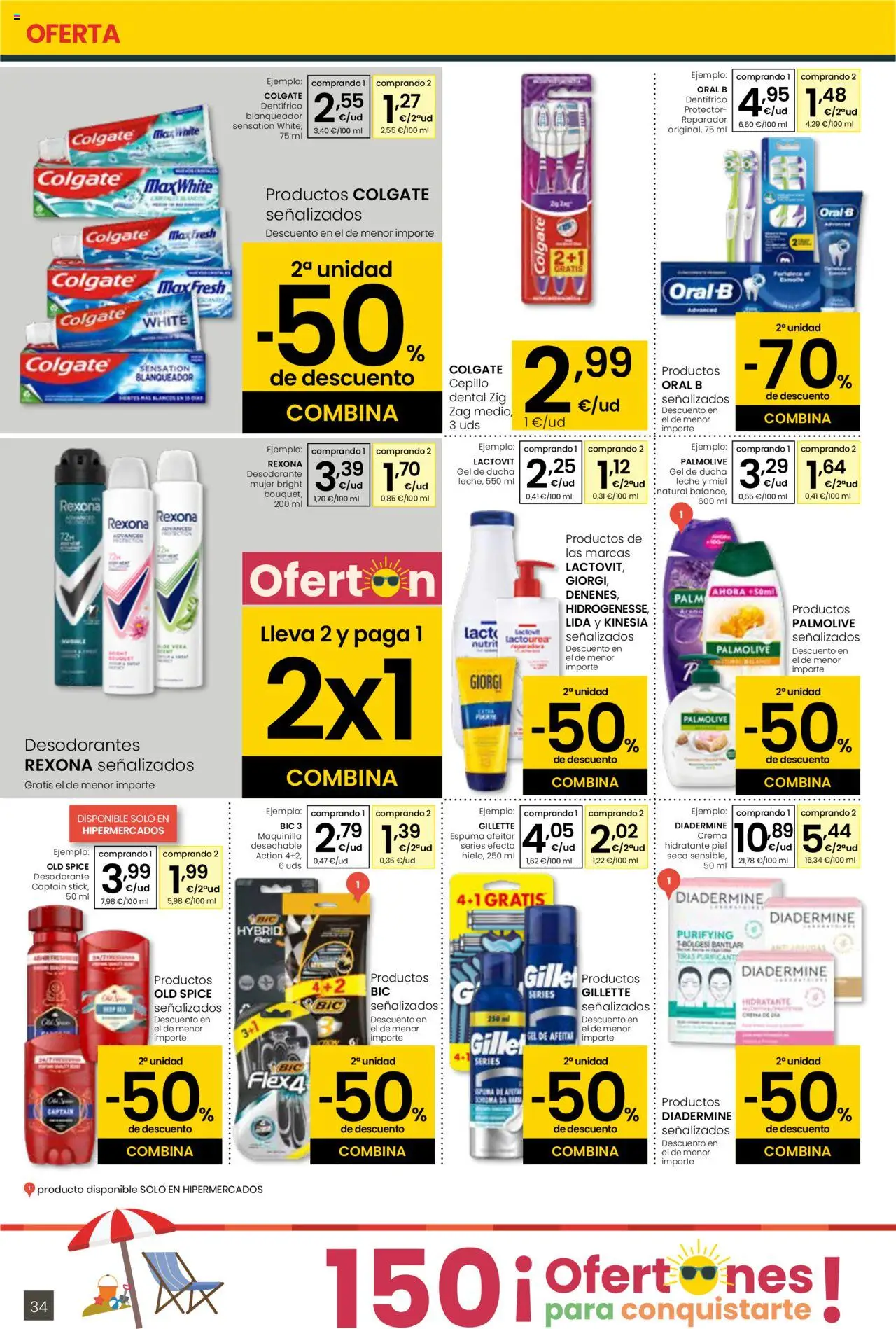 Eroski - Para conquistarte │ válido desde el 14.08.2025 | Página: 34 | Productos: Cepillo, Gel de ducha, Desodorante, Ducha