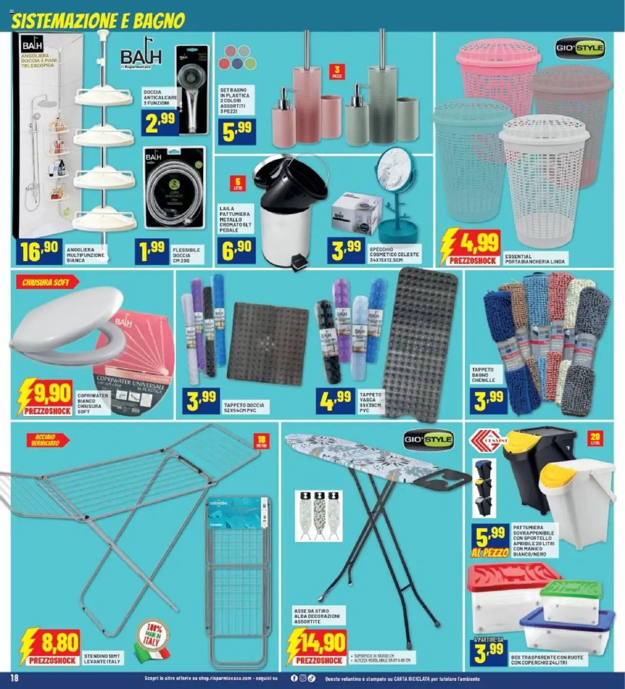 Volantino RisparmioCasa del 28.08.2025 | Pagina: 18 | Prodotti: Bagno, Doccia, Decorazioni, Portabiancheria