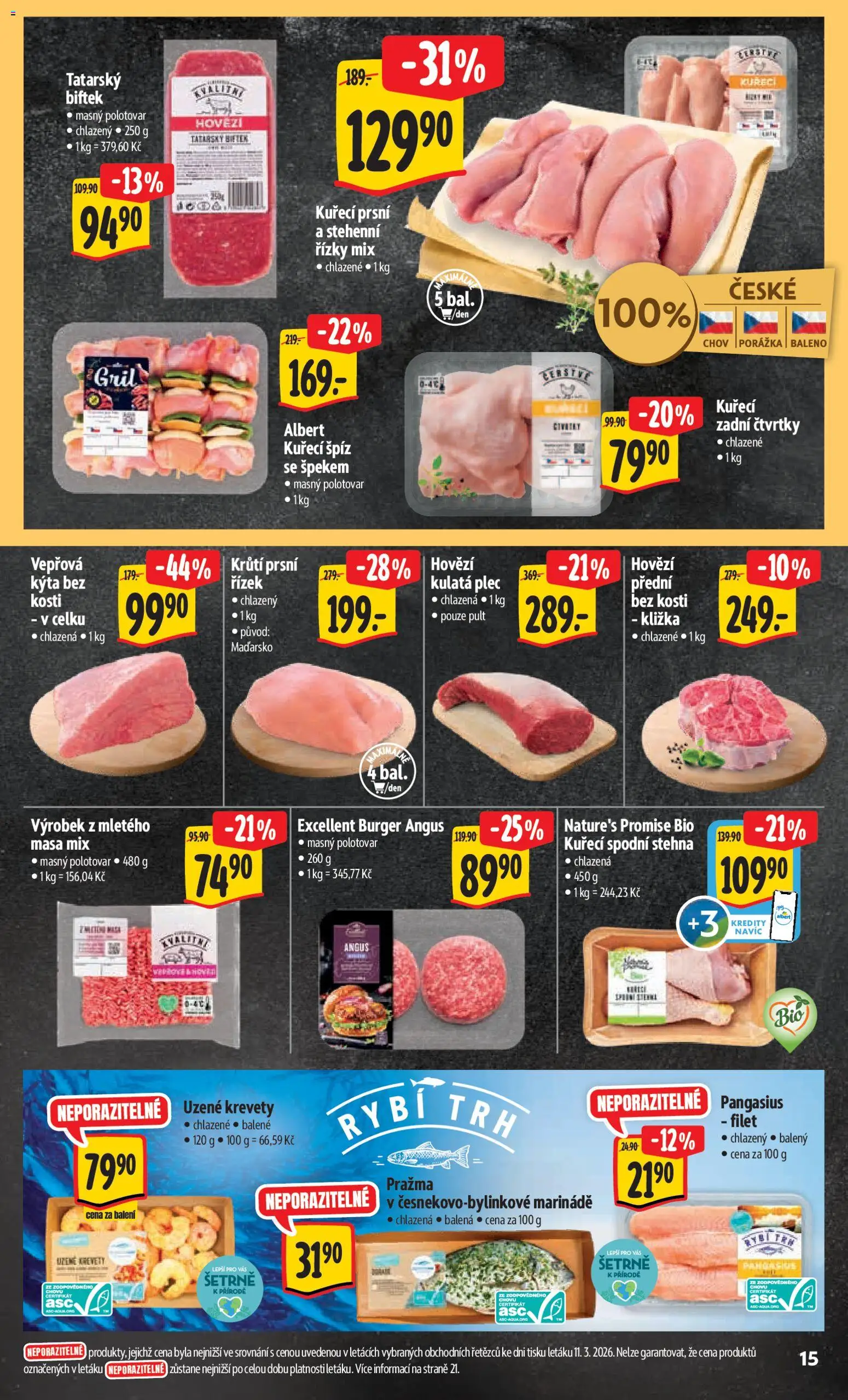 Albert leták - Hypermarket - Brno od 18.03.2026 | Strana: 36 | Produkty: Špíz, Burger, Tatarský biftek, Stehenní řízky