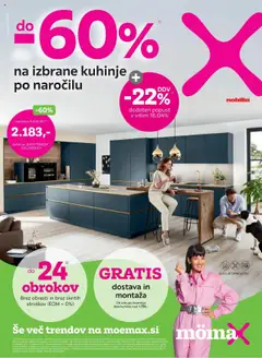 Mömax katalog do -60% + -22% DDV na izbrane kuhinje po meri - pregled letaka veljavnega od 18.08.2025