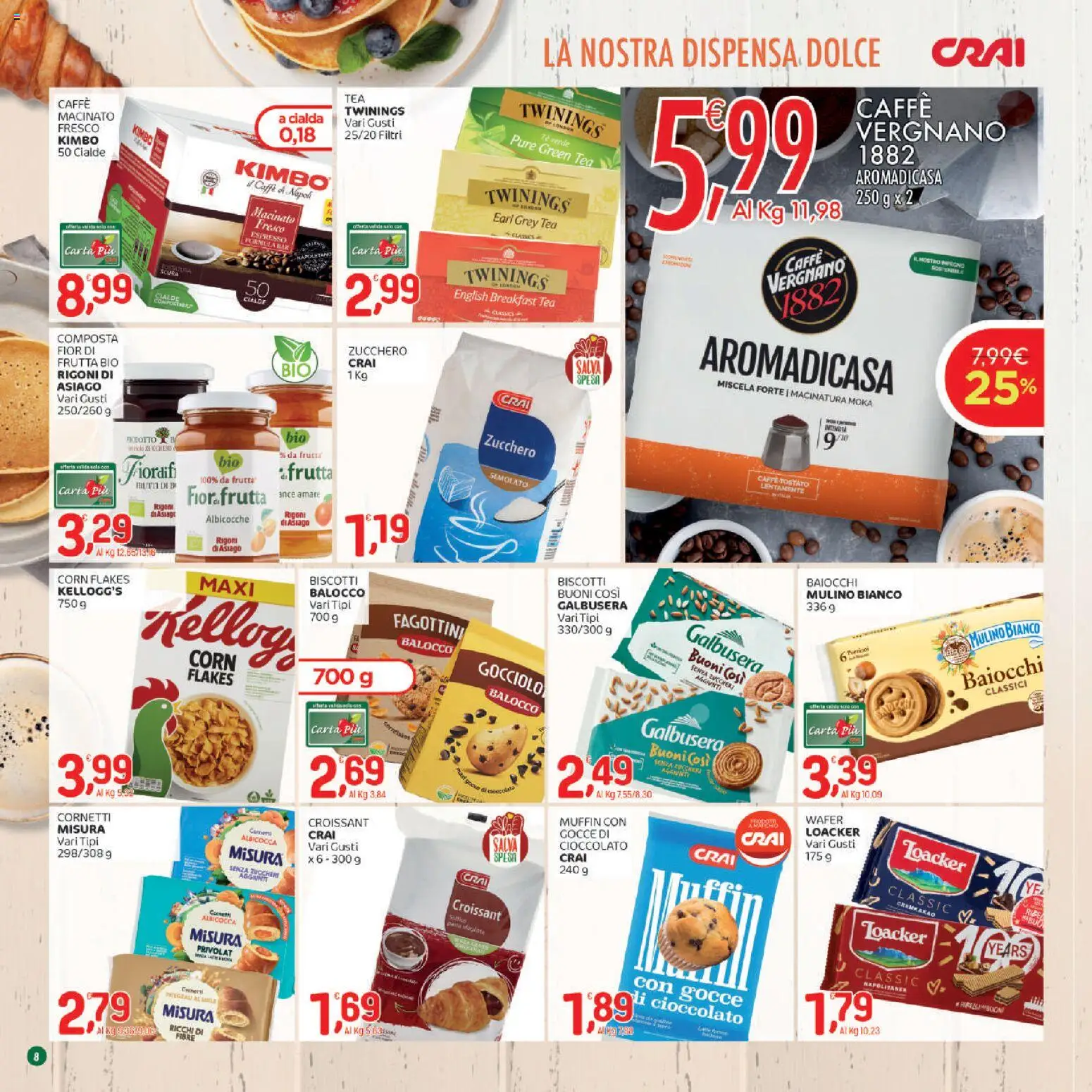 Volantino CRAI del 02.01.2026 | Pagina: 8 | Prodotti: Cioccolato, Frutta, Muffin, Croissant
