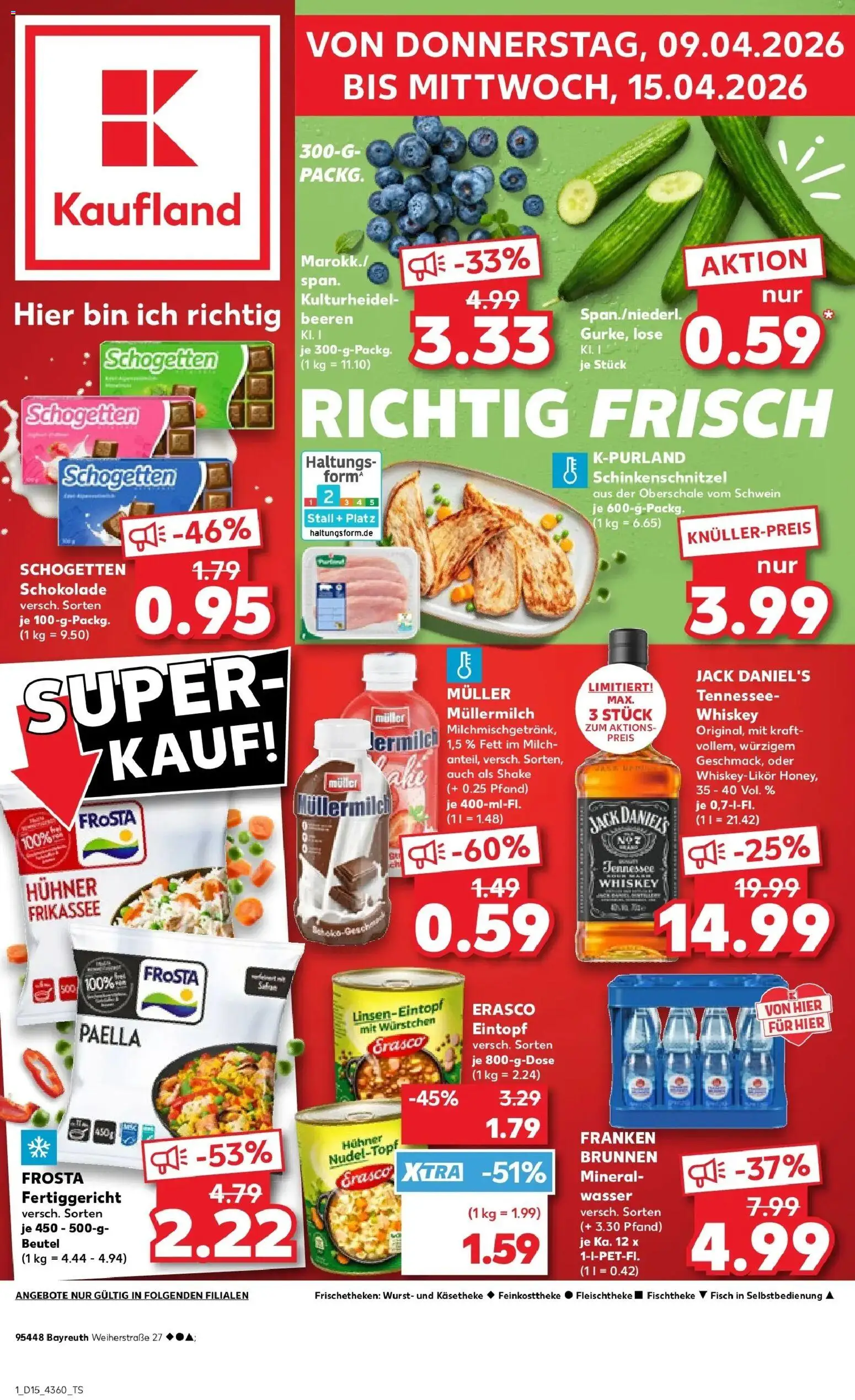 Kaufland Prospekt Bayreuth	 – gültig ab 07.04.2026 | Seite: 13 | Produkte: Jack Daniel's, Fisch, Müllermilch, Schogetten