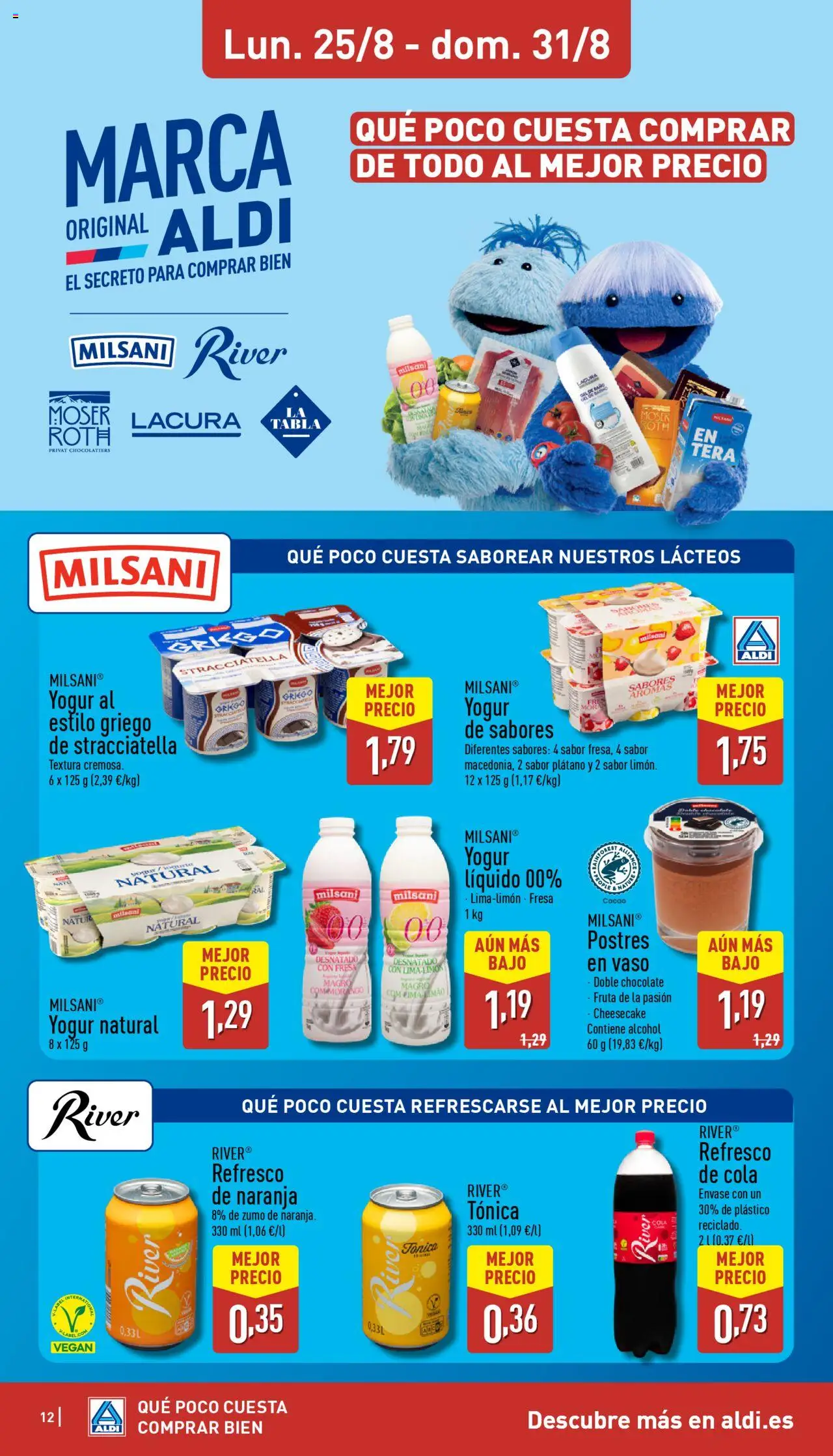 Aldi folleto Península │ válido desde el 25.08.2025 | Página: 12 | Productos: Yogur, Chocolate, Ροζ πιπέρι, Φρυγανιές σικάλεως